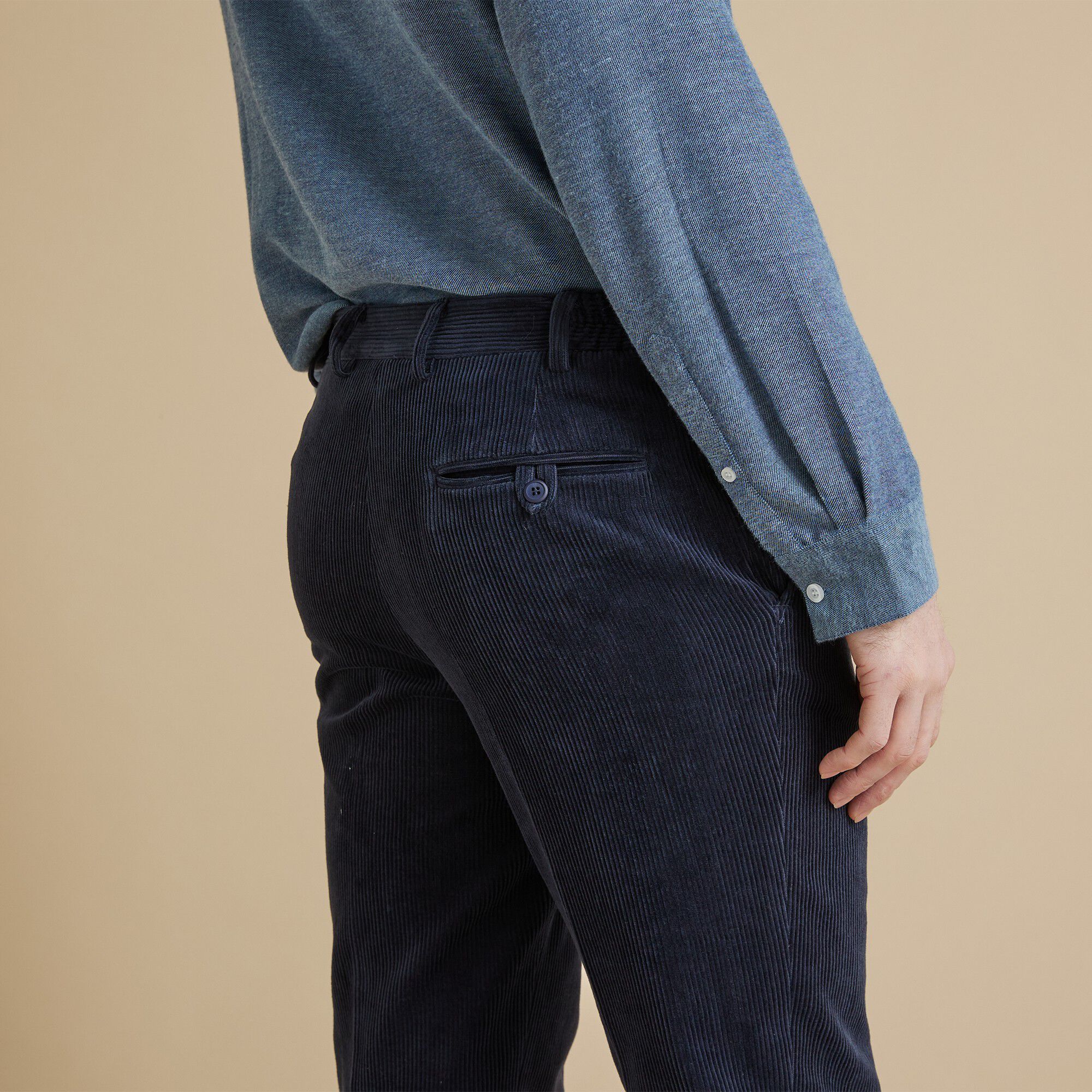 Pantalon velours taille élastiquée sans pince