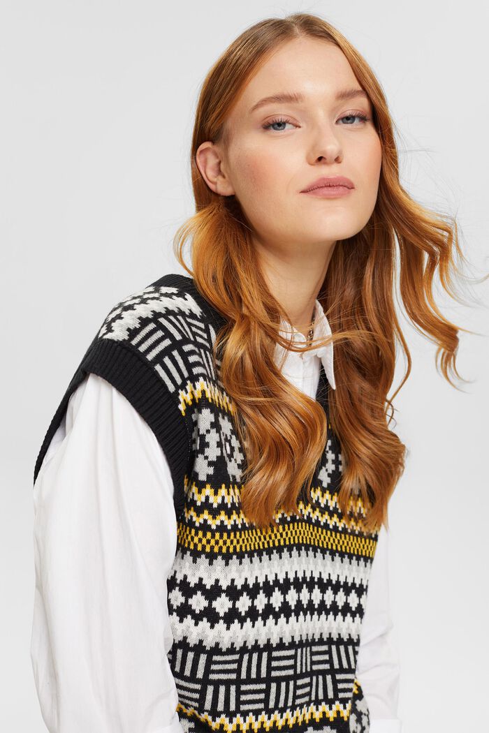 Tanktop mit V-Ausschnitt und Fair-Isle-Jacquard