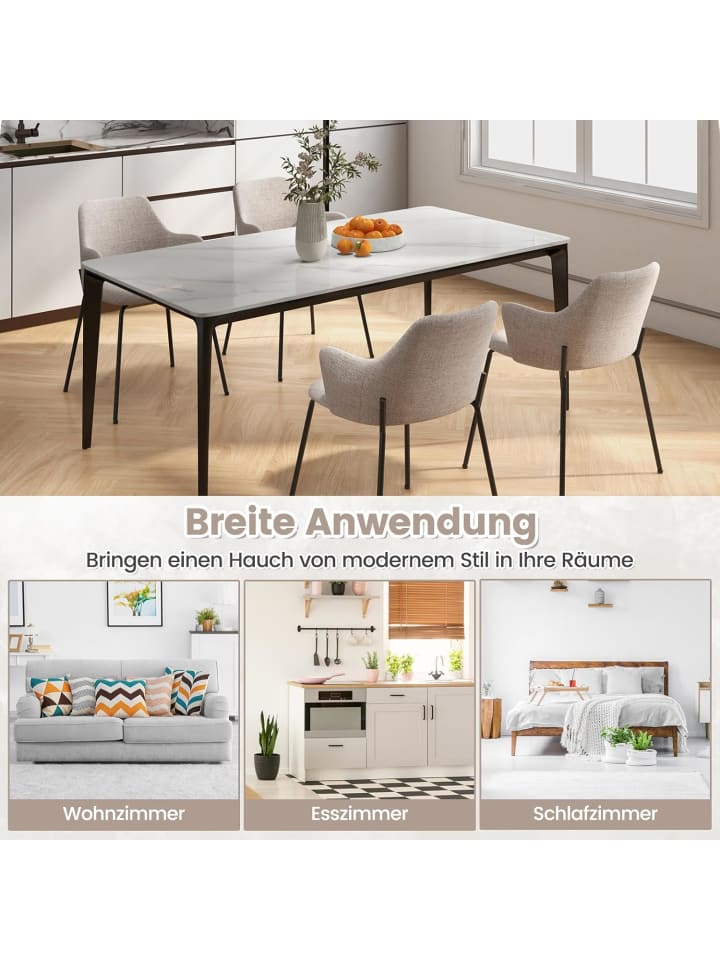 COSTWAY 2er Set Esszimmerstühle in Beige günstig kaufen onesize