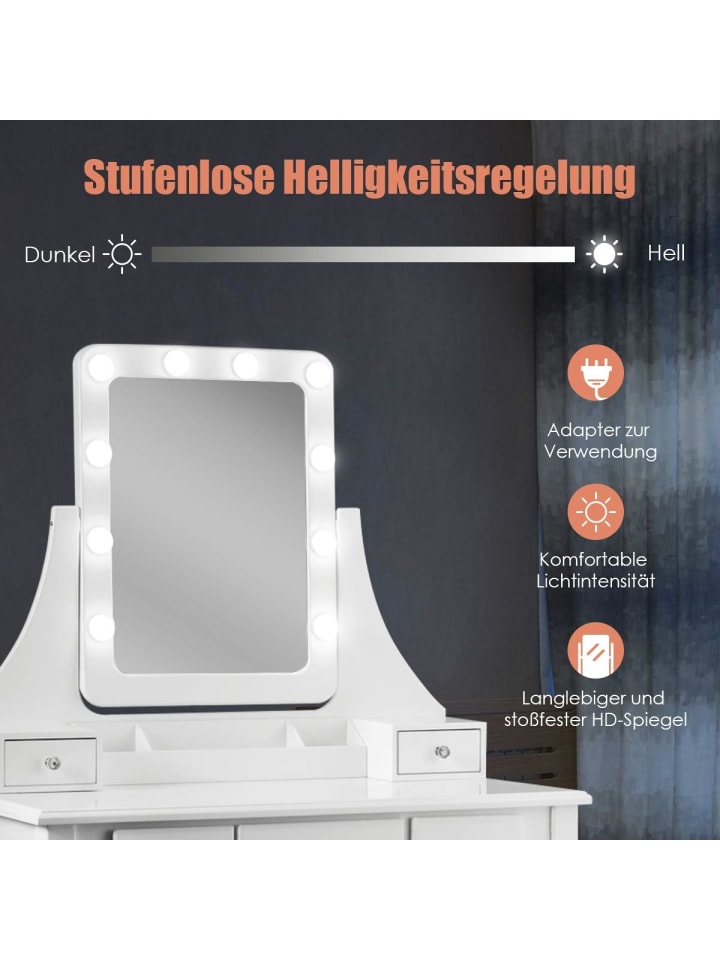 COSTWAY Schminktisch Set LED in Weiß günstig kaufen onesize