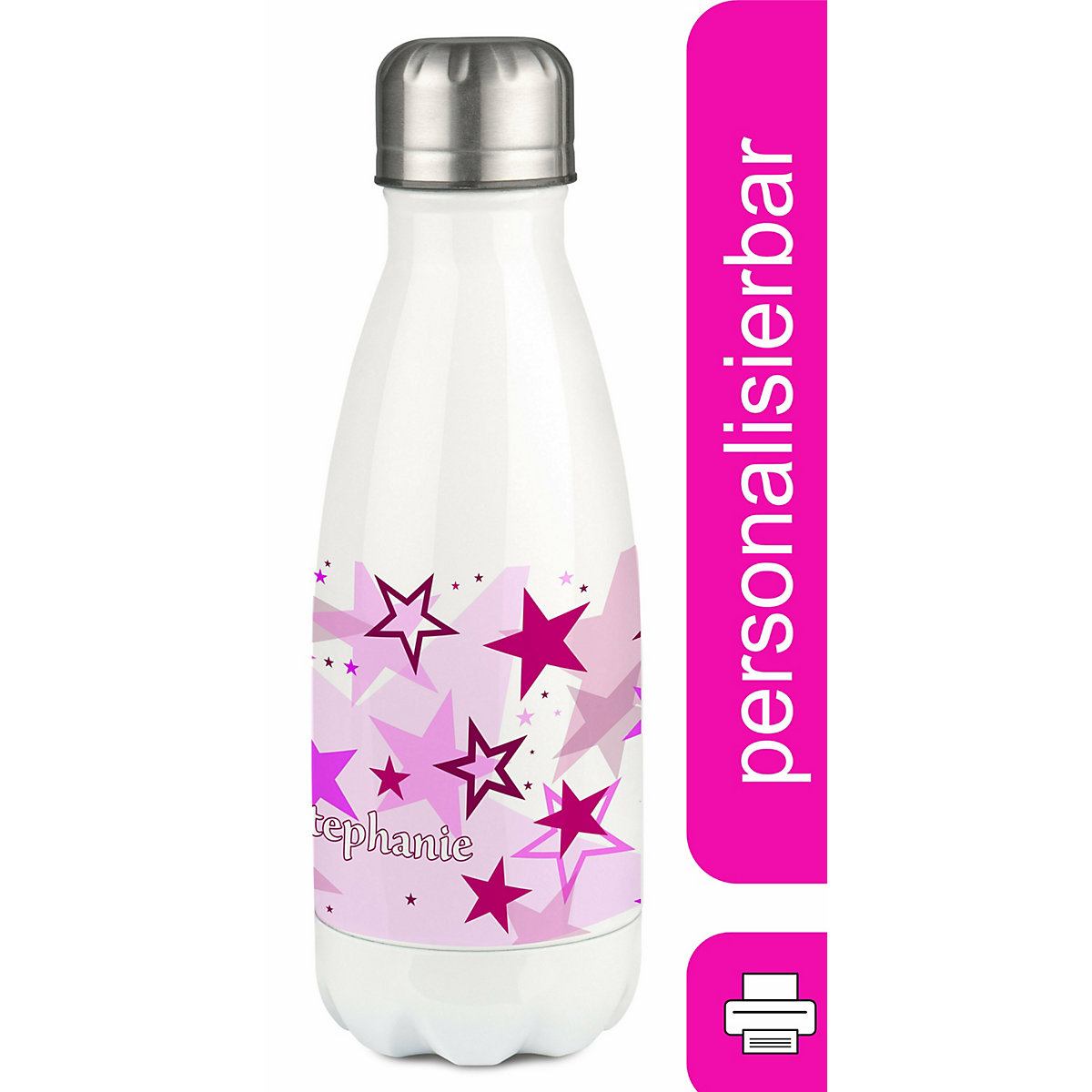 Edelstahl Kinder Thermoflasche / Trinkflasche bunt Sternenhimmel Farbe rosa Spülmaschinenfest, Auslaufsicher, Bruchfest, Doppelwandig, Für Heißgetränke geeignet, Mit Deckel, Isoliert