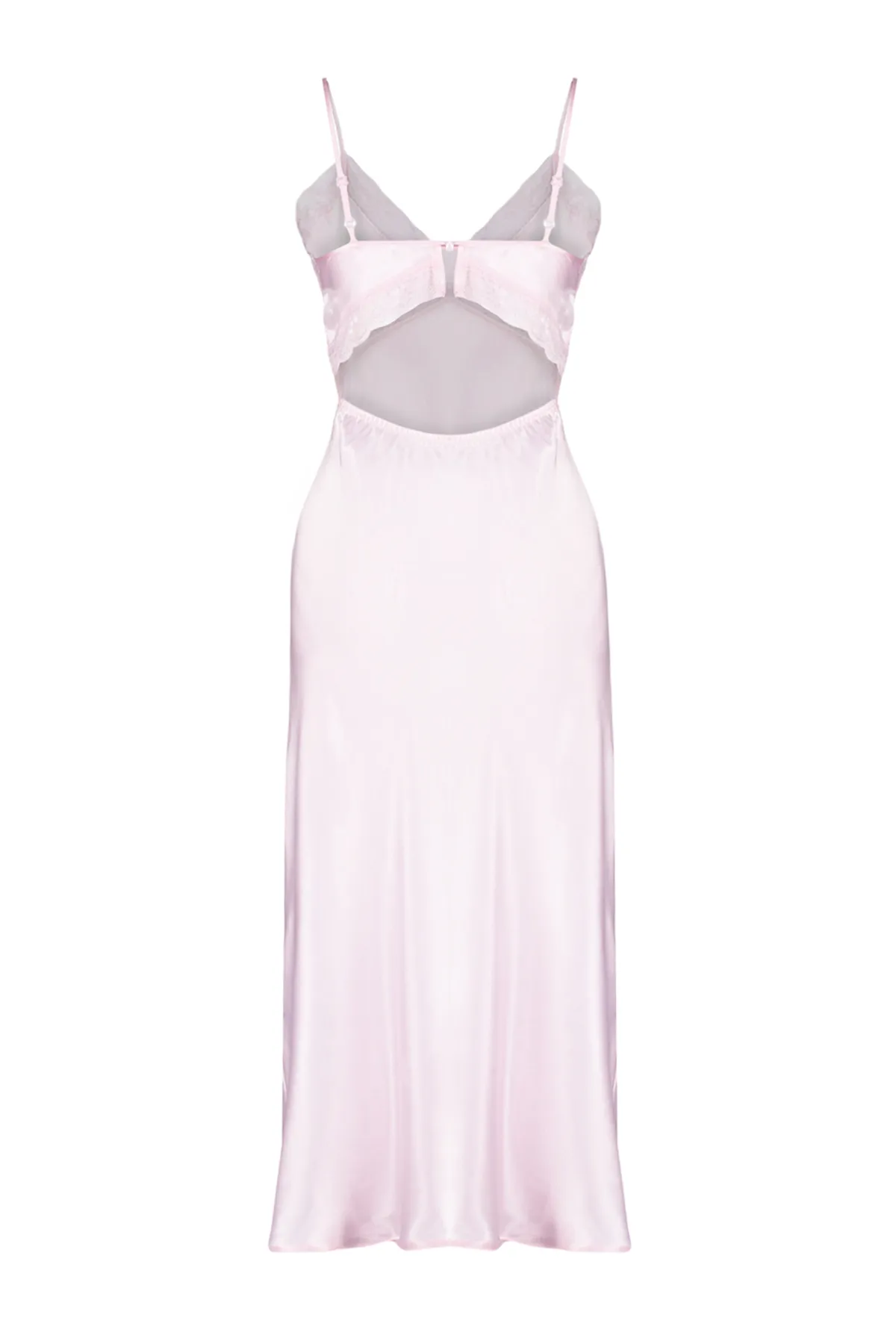 Trendyol Collection  Nachthemd aus gewebter rosa Spitze aus Satin – Seilriemen THMSS24GC00003