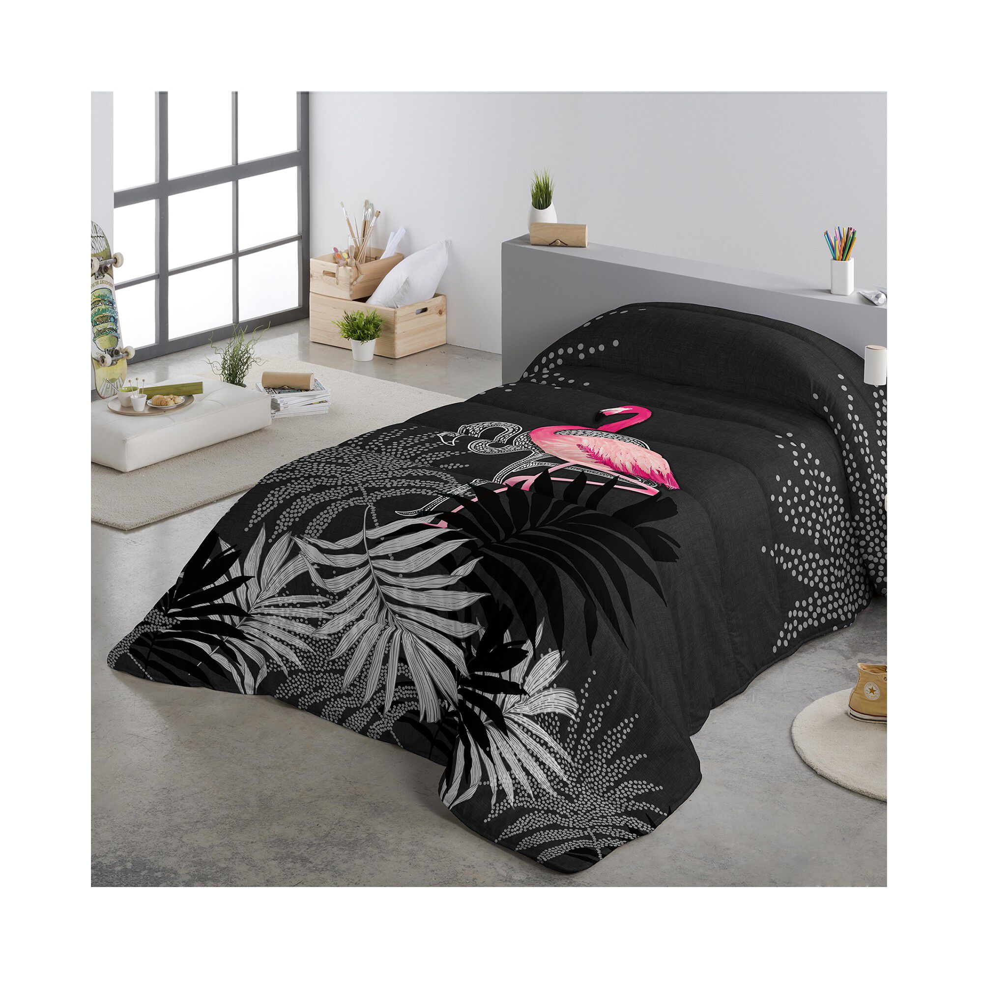 Couette imprimée polyester Flamant Rose 200g/m²