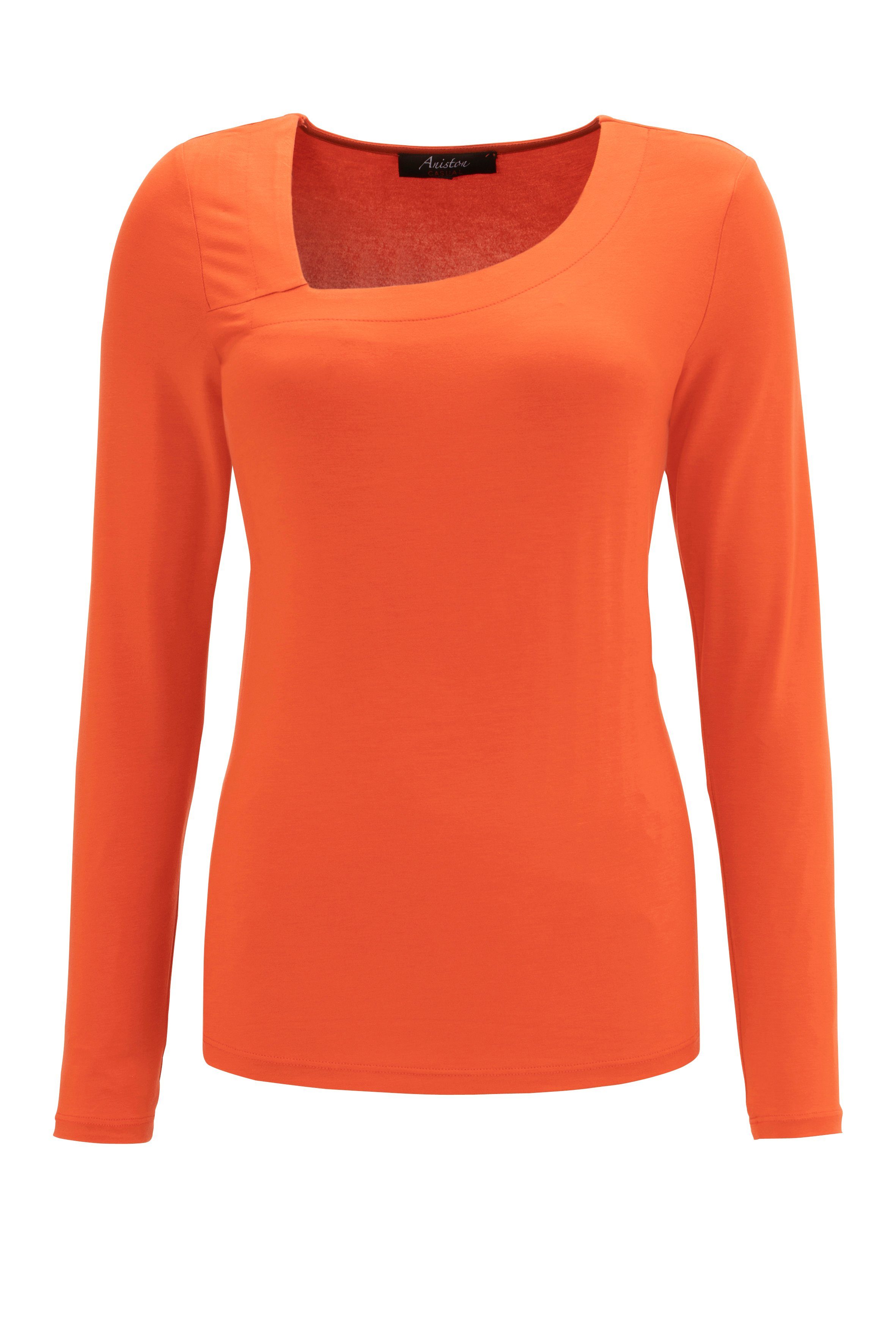 Aniston CASUAL Langarmshirt mit asymmetrischem rundhals-Ausschnitt