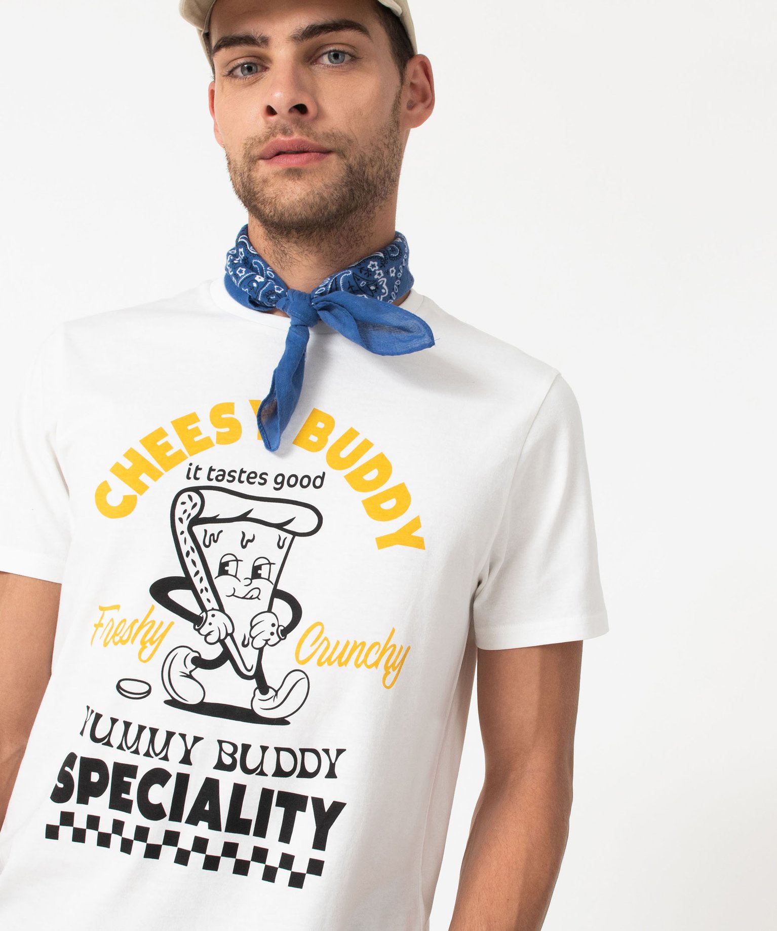 Tee-shirt manches courtes imprimé fantaisie homme blanc | GEMO