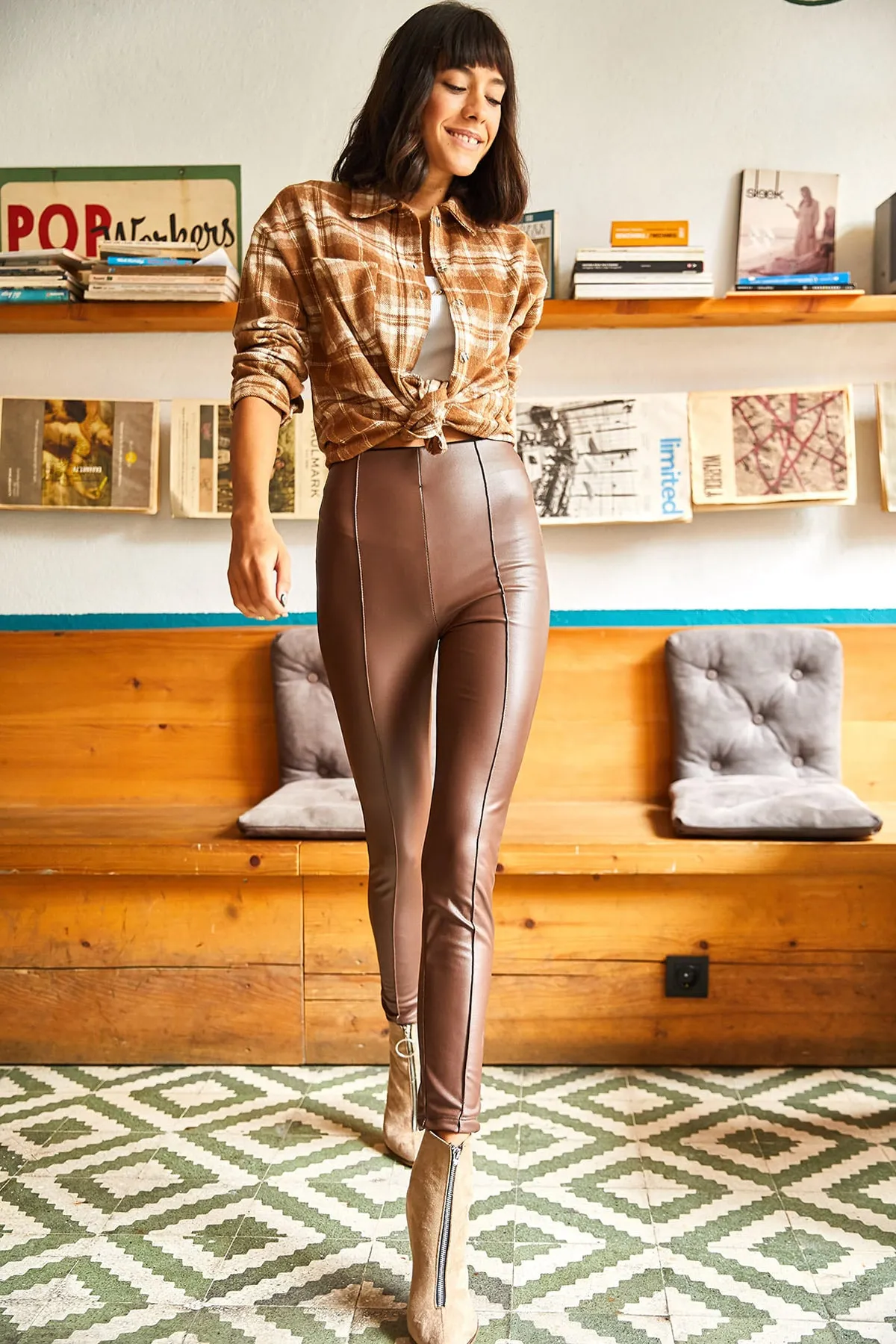 Olalook  Leggings - Braun - Hoher Bund
