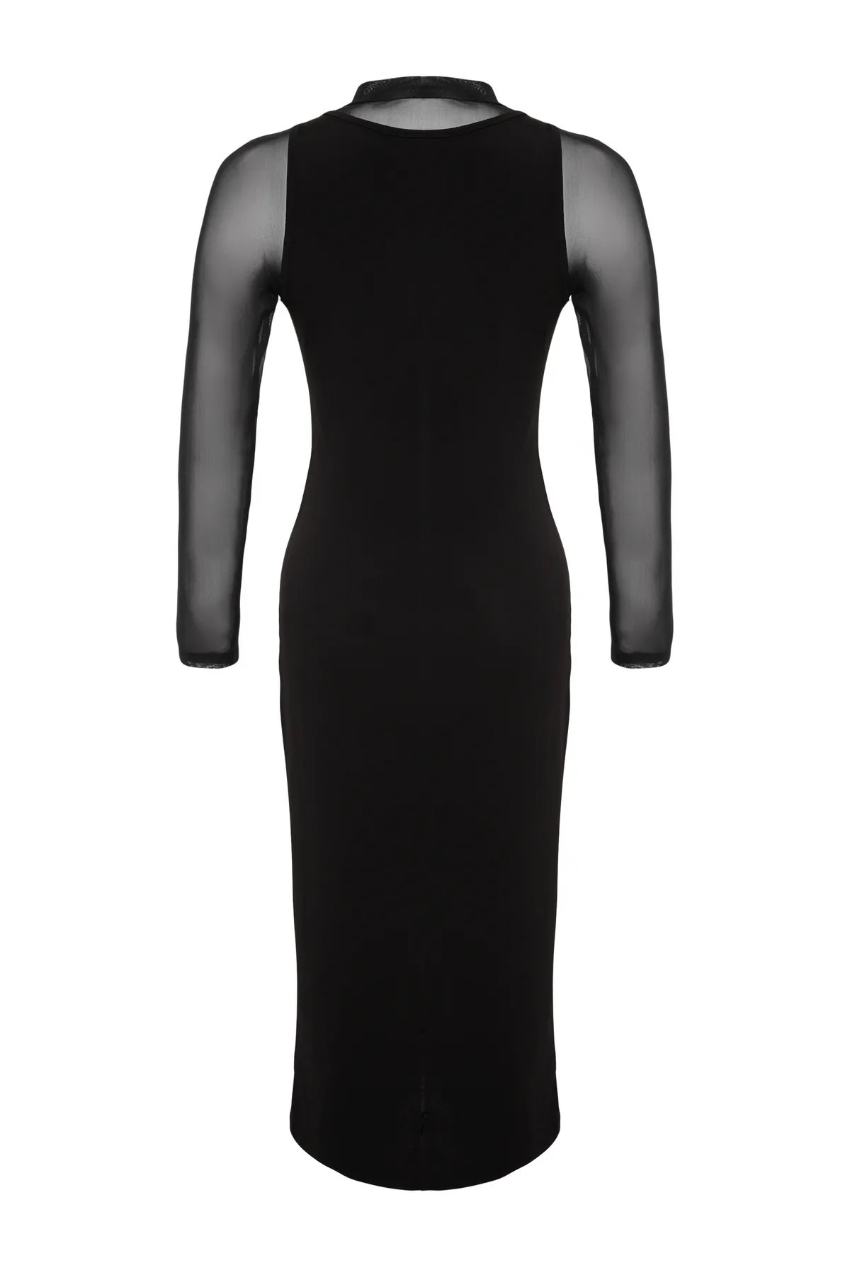Trendyol Curve  Schwarzes, tailliertes Midi-Strickkleid TBBAW24AH00083