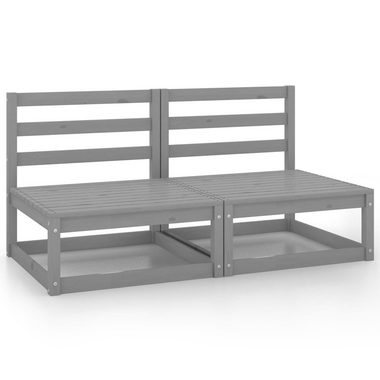 vidaXL Loungesofa Gartensofa 2-Sitzer Grau Massivholz Kiefer, 1 Teile