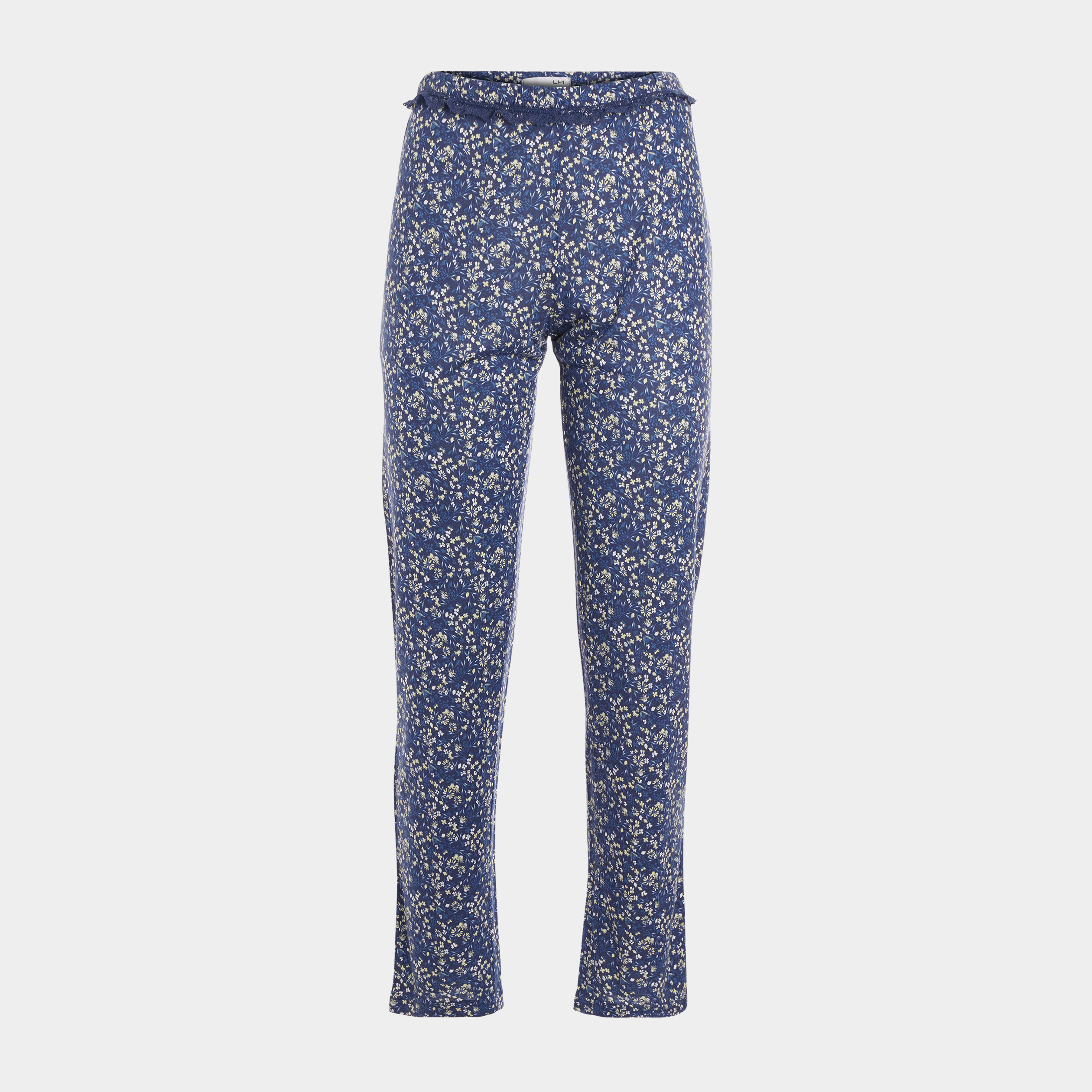 Pantalon pyjama liseré dentelle bleu marine femme | La Halle