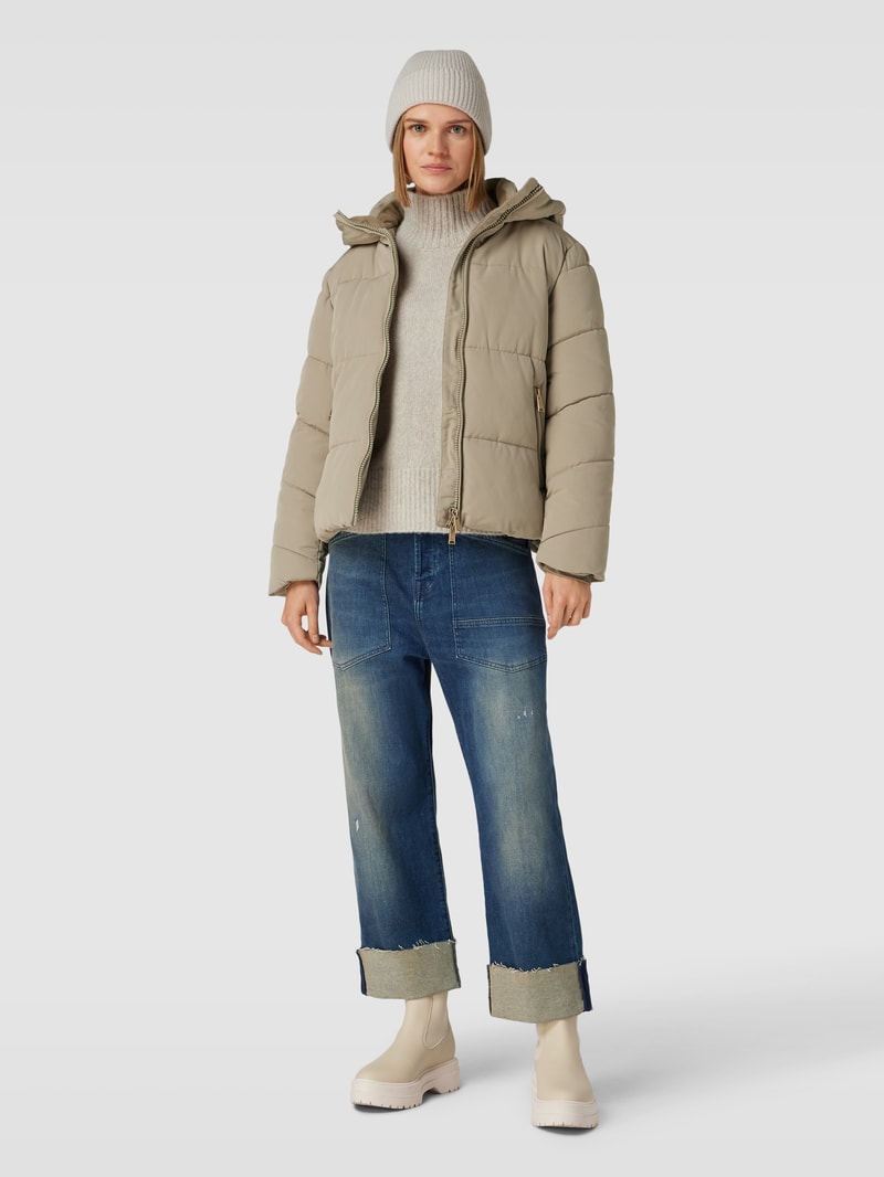 Steppjacke mit Kapuze in hellgrau