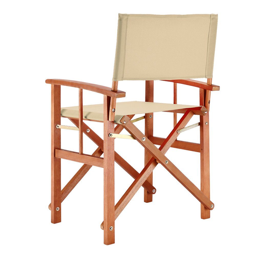 Casaria Regiestuhl Cannes (1 St), Holz Klappbar Wetterfest 160kg Belastbar Armlehne Bezug Klappstuhl