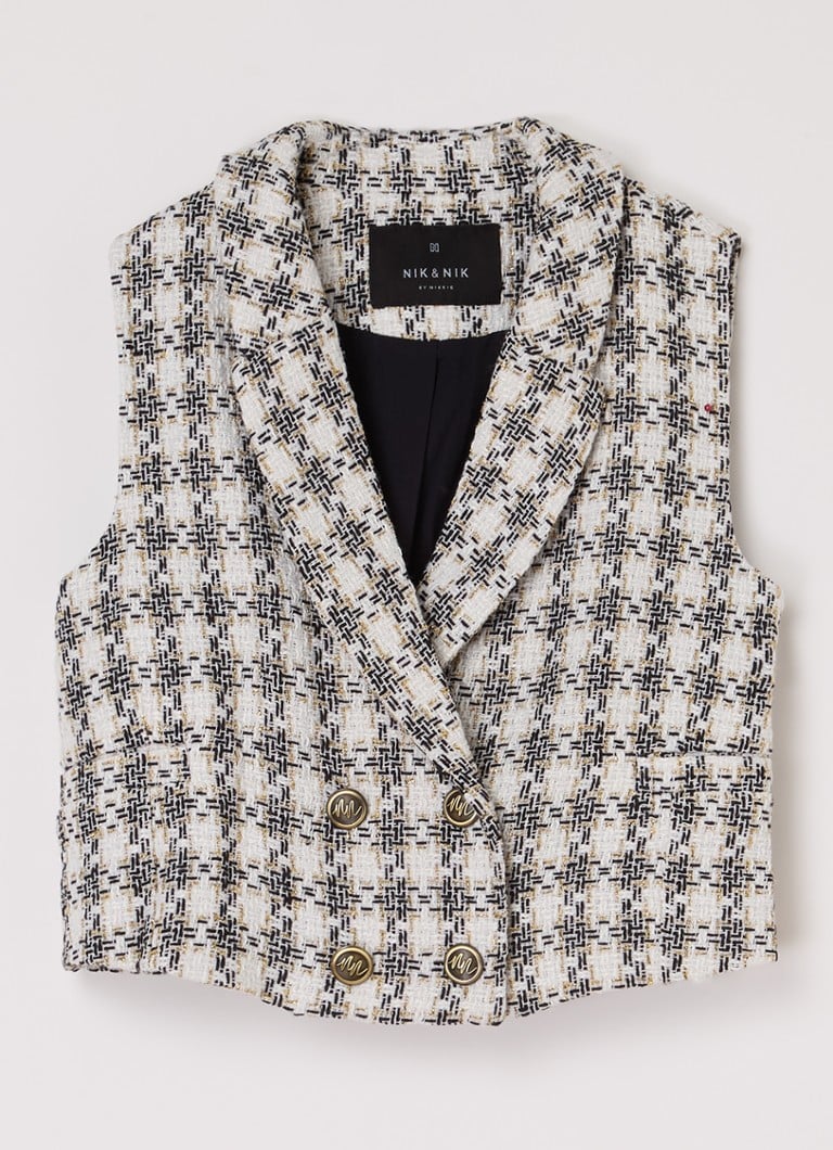 Cardigan NIK&NIK Sonna cu decolteu înfășurat și efect de tweed.