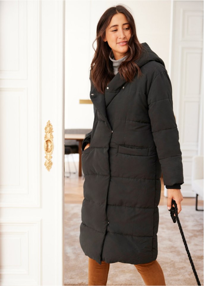 Wattierter Oversize-Mantel mit Kapuze, aus recyceltem Polyester