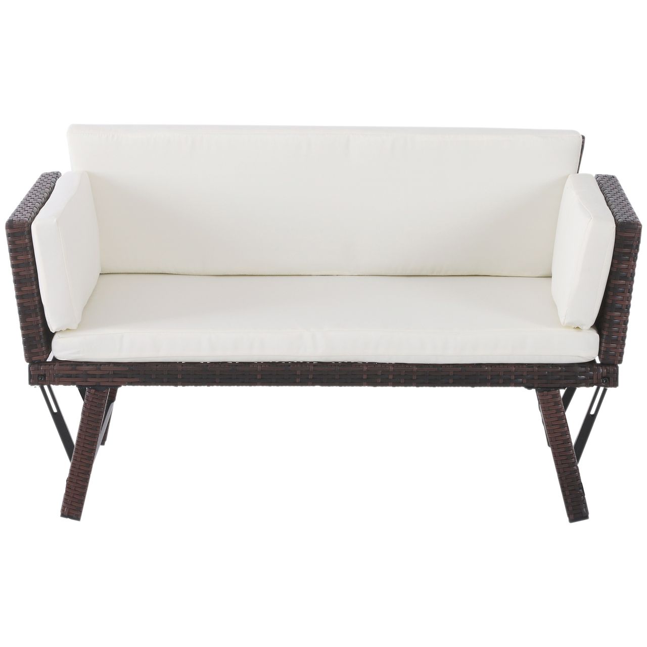 Outsunny Polyrattan Gartensofa 2 Sitzer Loungesofa Gartenliege klappbar Braun