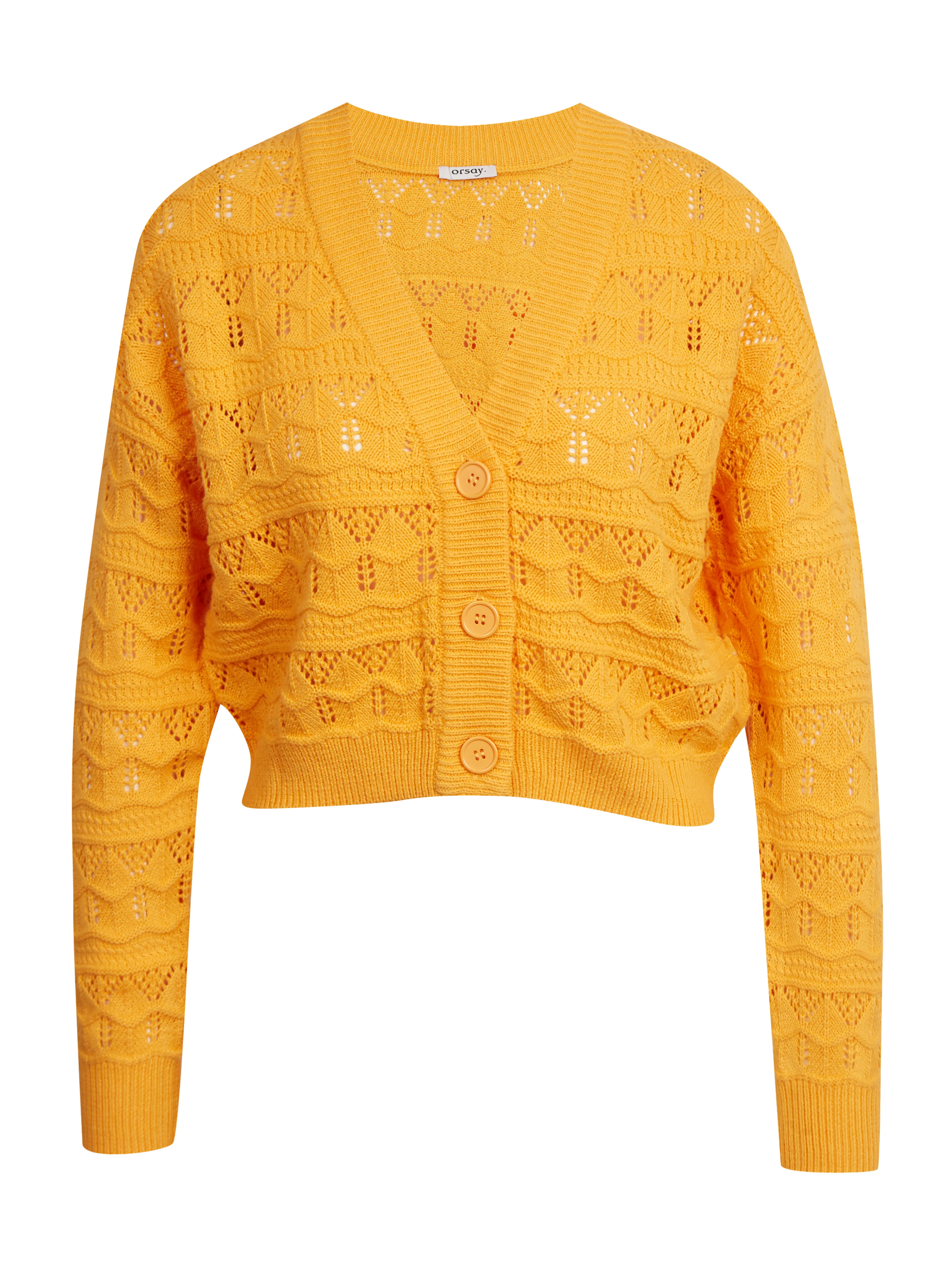 Orangefarbene gemusterte Damen-Strickjacke ORSAY