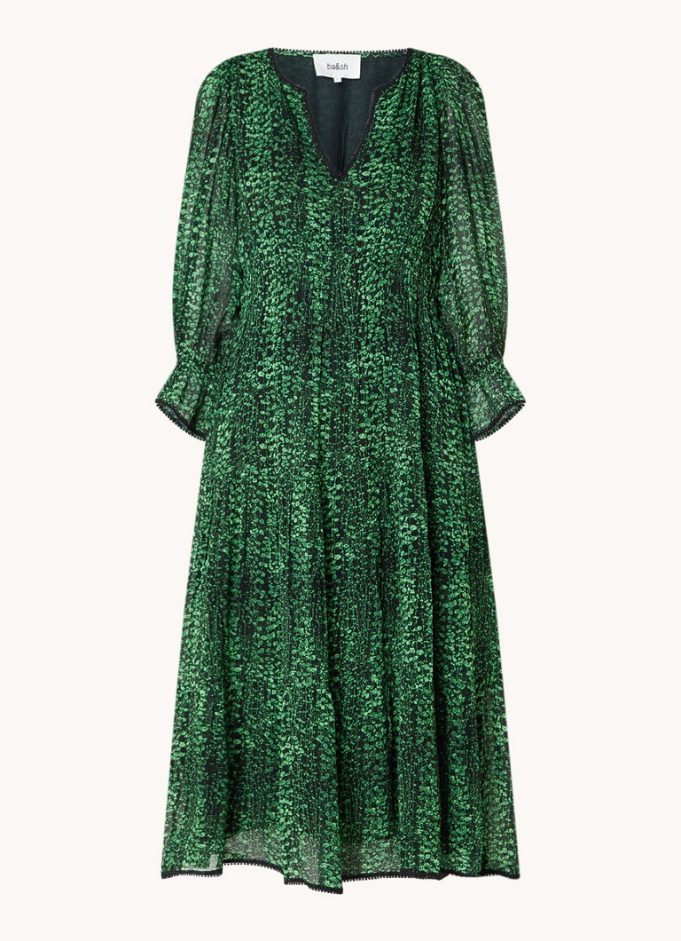Vestido midi Clovia de ba&sh con estampado y mangas abullonadas.