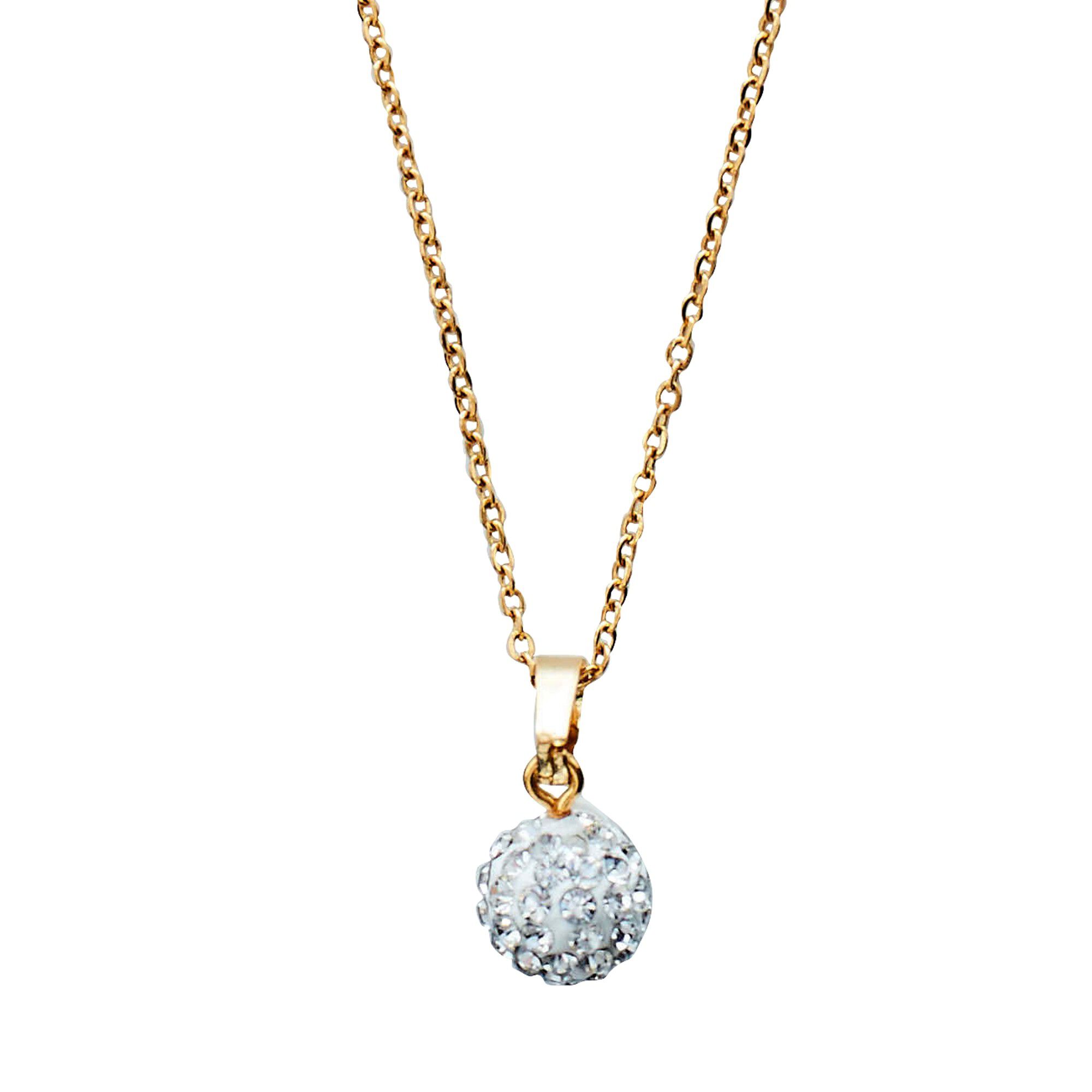 Collier boule cristaux et doré or fin
