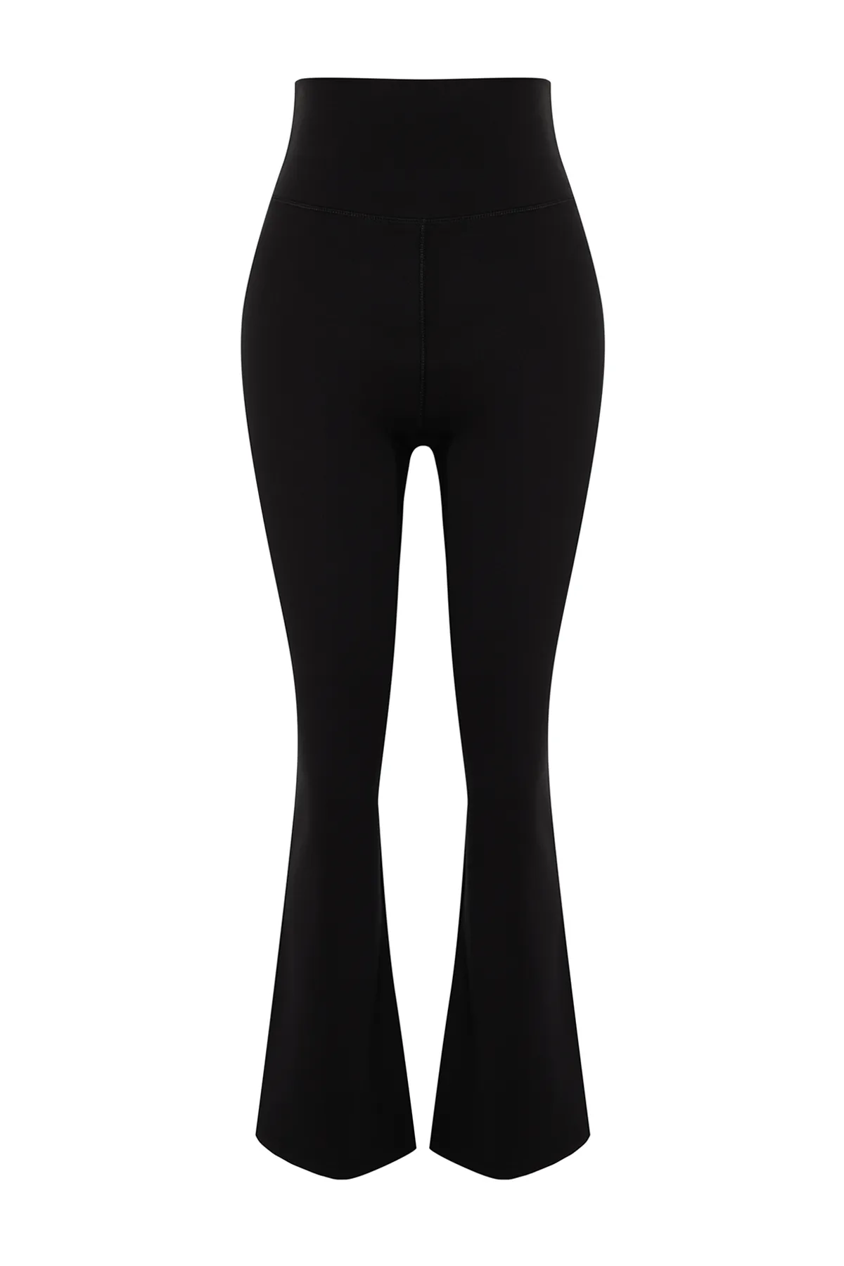 Trendyol Collection  Schwarze, gebürstete, weiche Yoga-Sportleggings mit spanischem Bein und gestricktem Stoff THMSS24TY00019