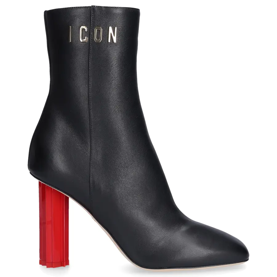 Dsquared2 - Stiefeletten CANADIANA Kalbsleder Logo Metallisch schwarz - schwarz