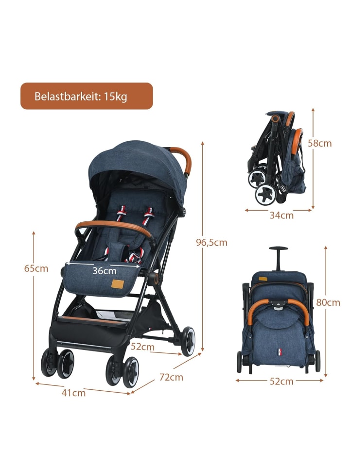 COSTWAY Kinderwagen in Blau günstig kaufen 70x40 cm