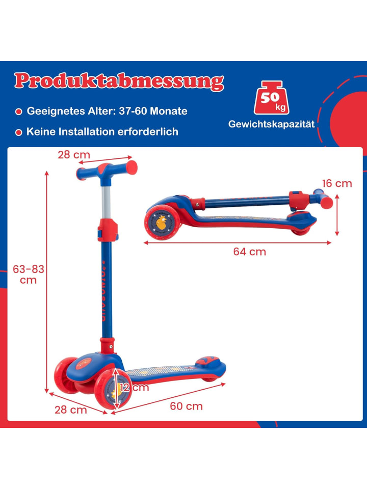 COSTWAY Roller mit LED Rädern ab 3 Jahren in Blau günstig kaufen onesize