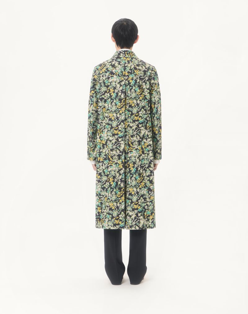 Valentino enkeltradet bomuldsfrakke med blomsterprint i papir