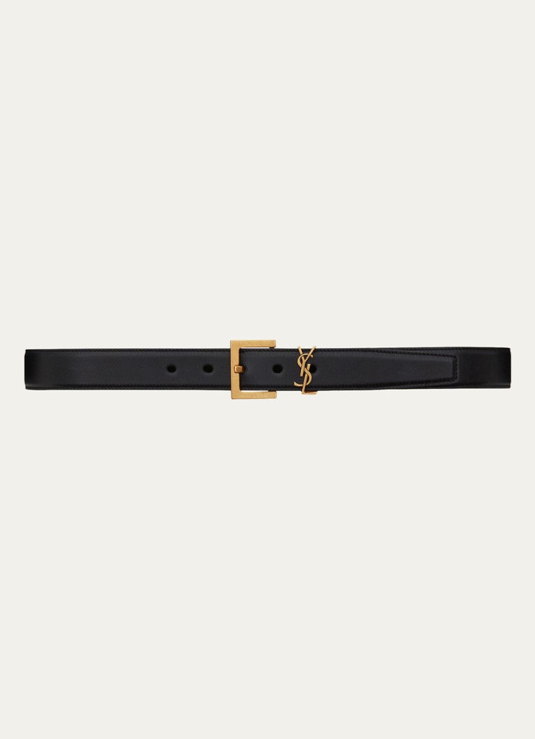 Curea din piele de vițel cu monogramă Saint Laurent