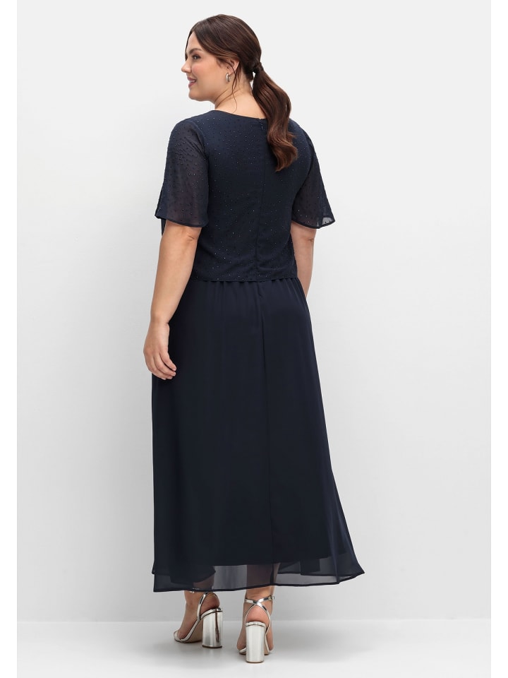 sheego Chiffonkleid in tiefblau günstig kaufen