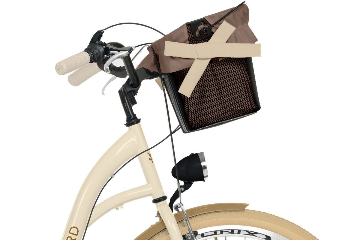MILORD BIKES Cityrad Milord City Fahrrad Korb Damenfahrrad, 28/26 Zoll, Creme-Braun, 7-Gang, 7 Gang, Kettenschaltung