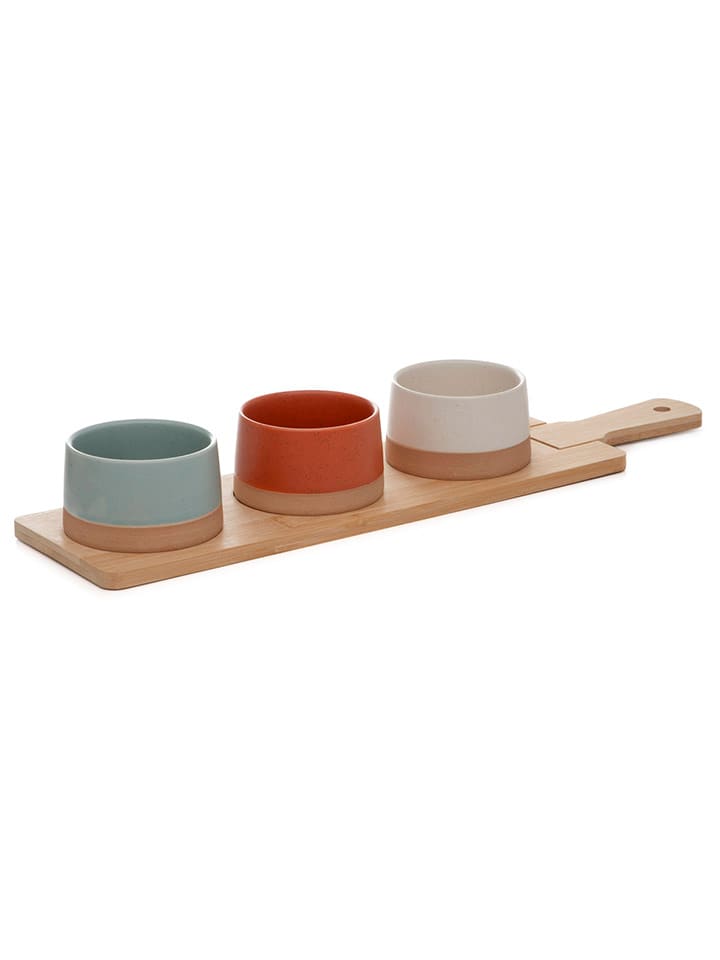 Homla 4tlg. Servierset in Grau/ Terrakotta/ Beige - (L)48 x (B)12 cm günstig kaufen onesize