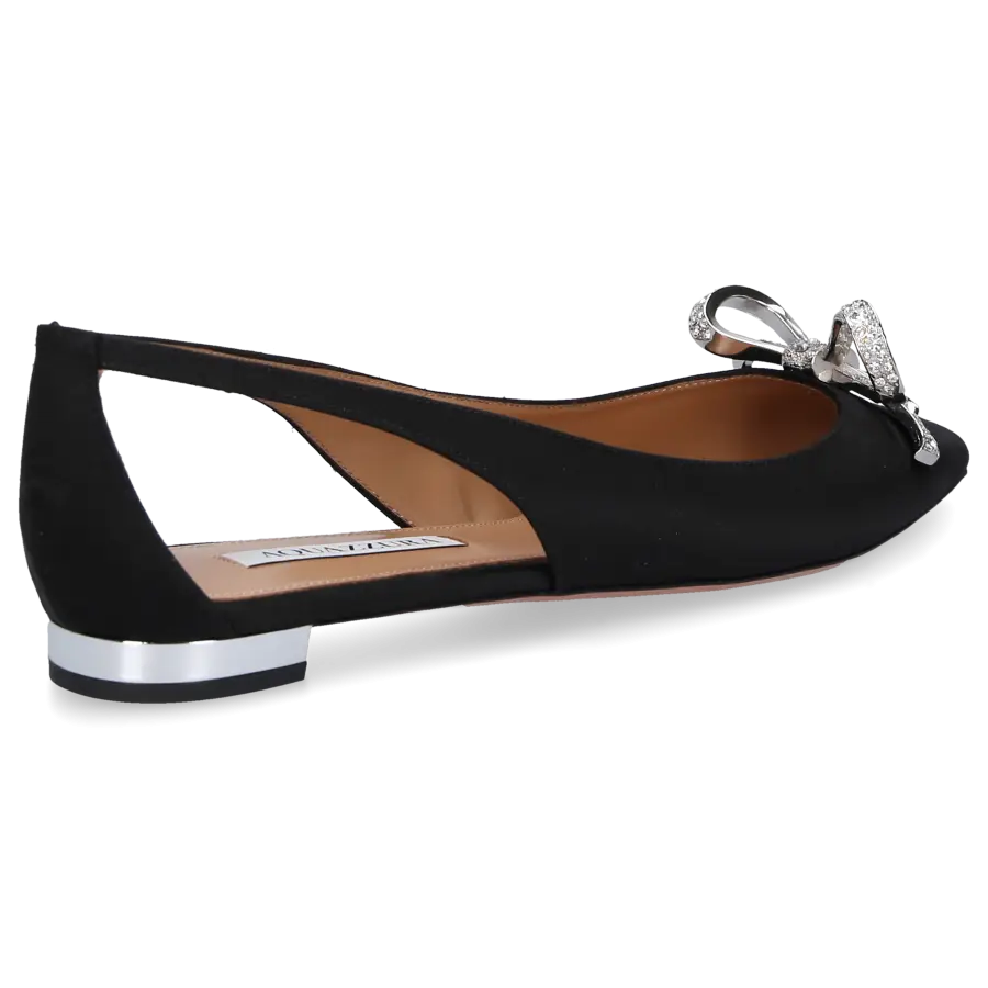 Aquazzura - Brautschuhe BABE FLAT Satin - schwarz