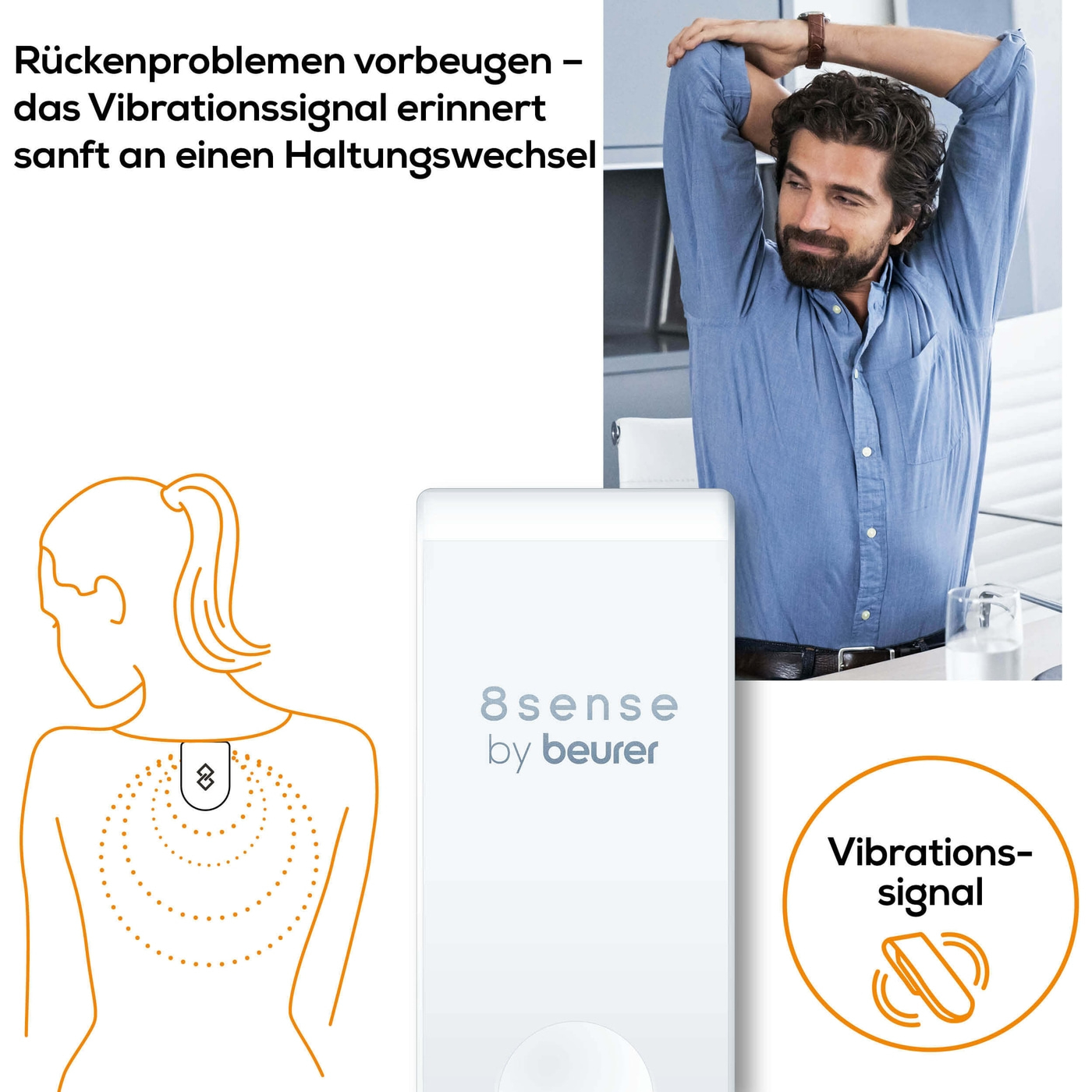 Der Beurer PC 100 PostureControl Haltungstrainer-Haltungstrainer mit sanftem Vibrationssignal zur Vorbeugung von Rückenproblemen