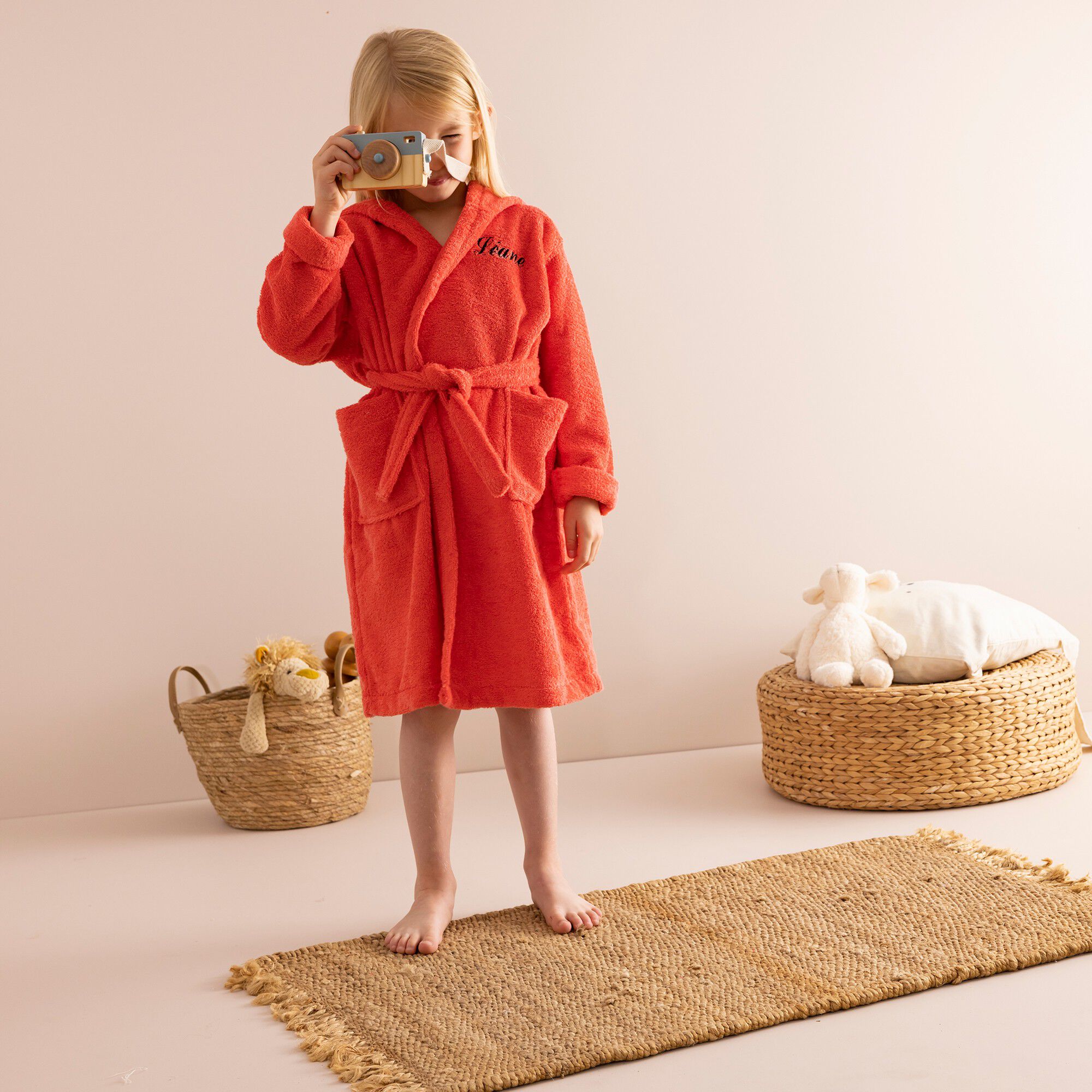Peignoir de bain enfant personnalisable tigre à capuche