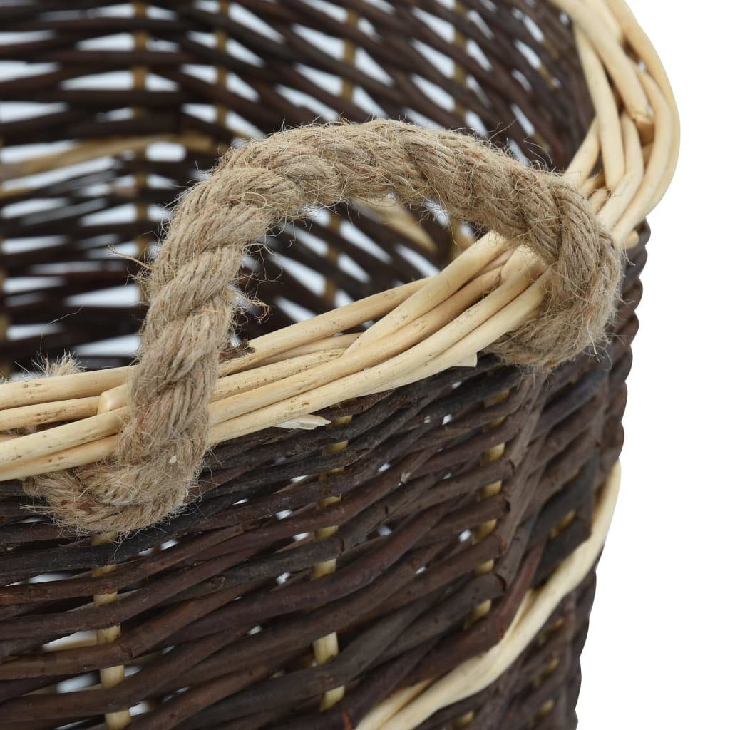 vidaXL Kaminholzregal Holzkorb mit Trageriemen 44,53750 cm Natur Weide, BxTxH:44x37x50 cm