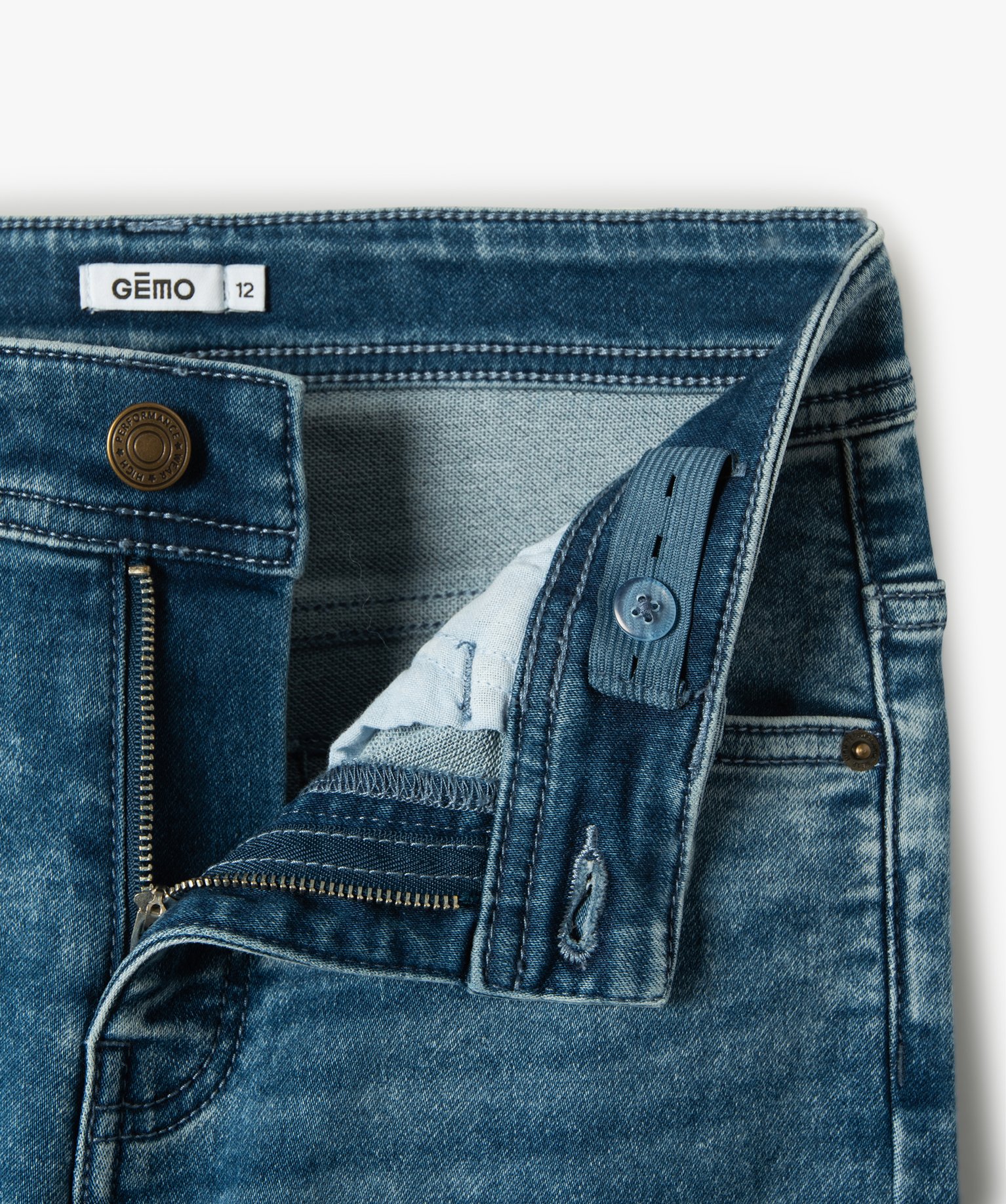 Jean Garçon coupe Skinny coloris délavé bleu | GEMO