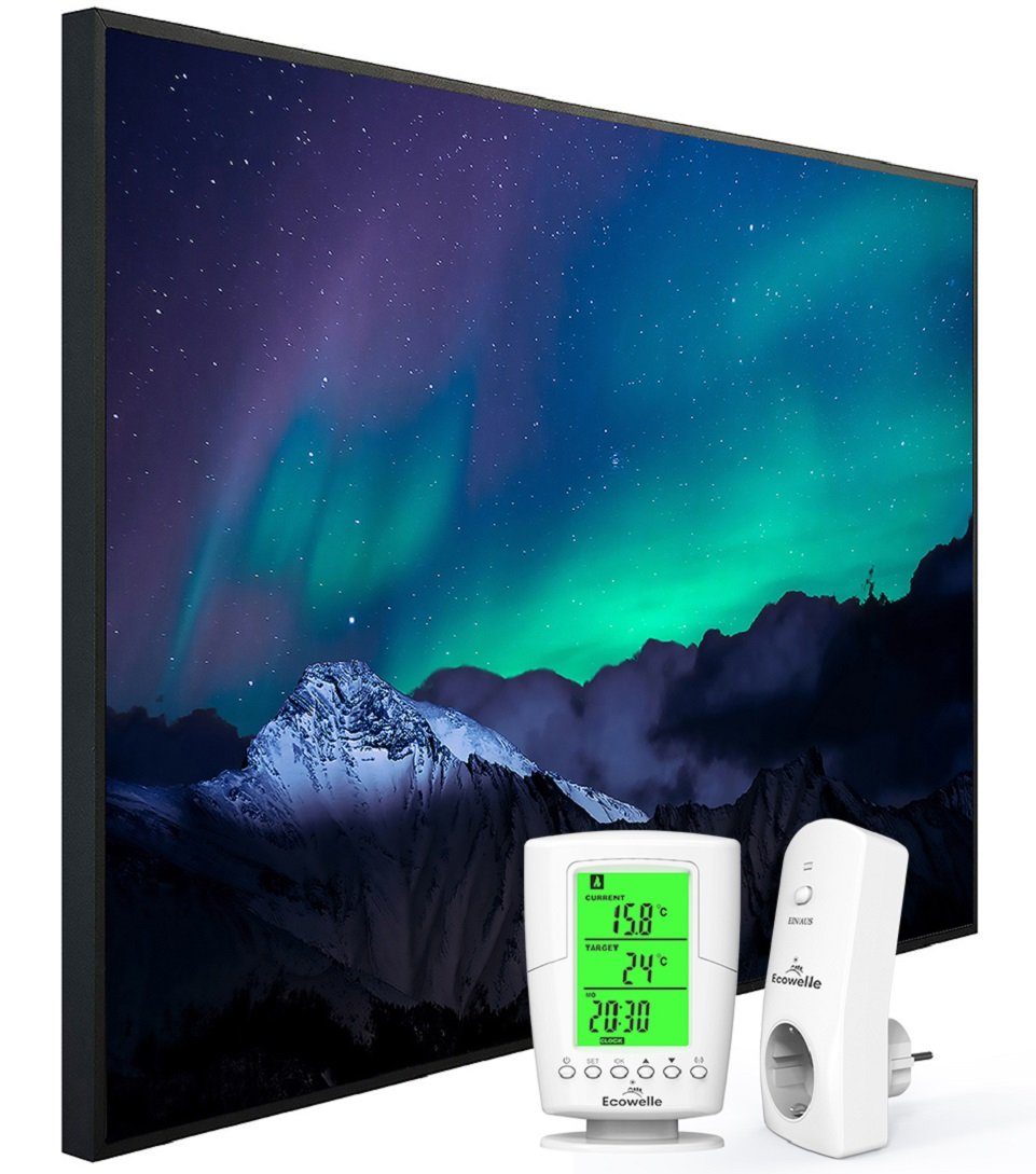 Ecowelle Infrarotheizung Elektroheizung + Wifi App Thermostat, 350-1200 Watt Made in Germany