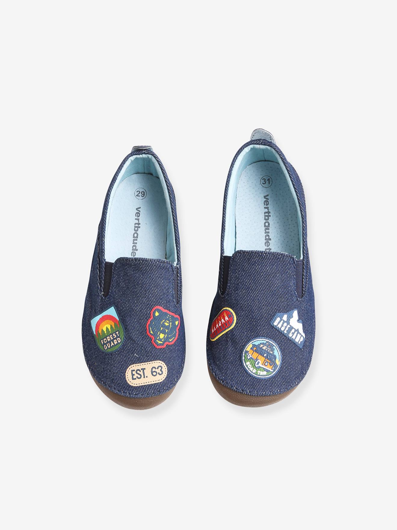 Chaussons élastiqués garçon en denim bleu denim