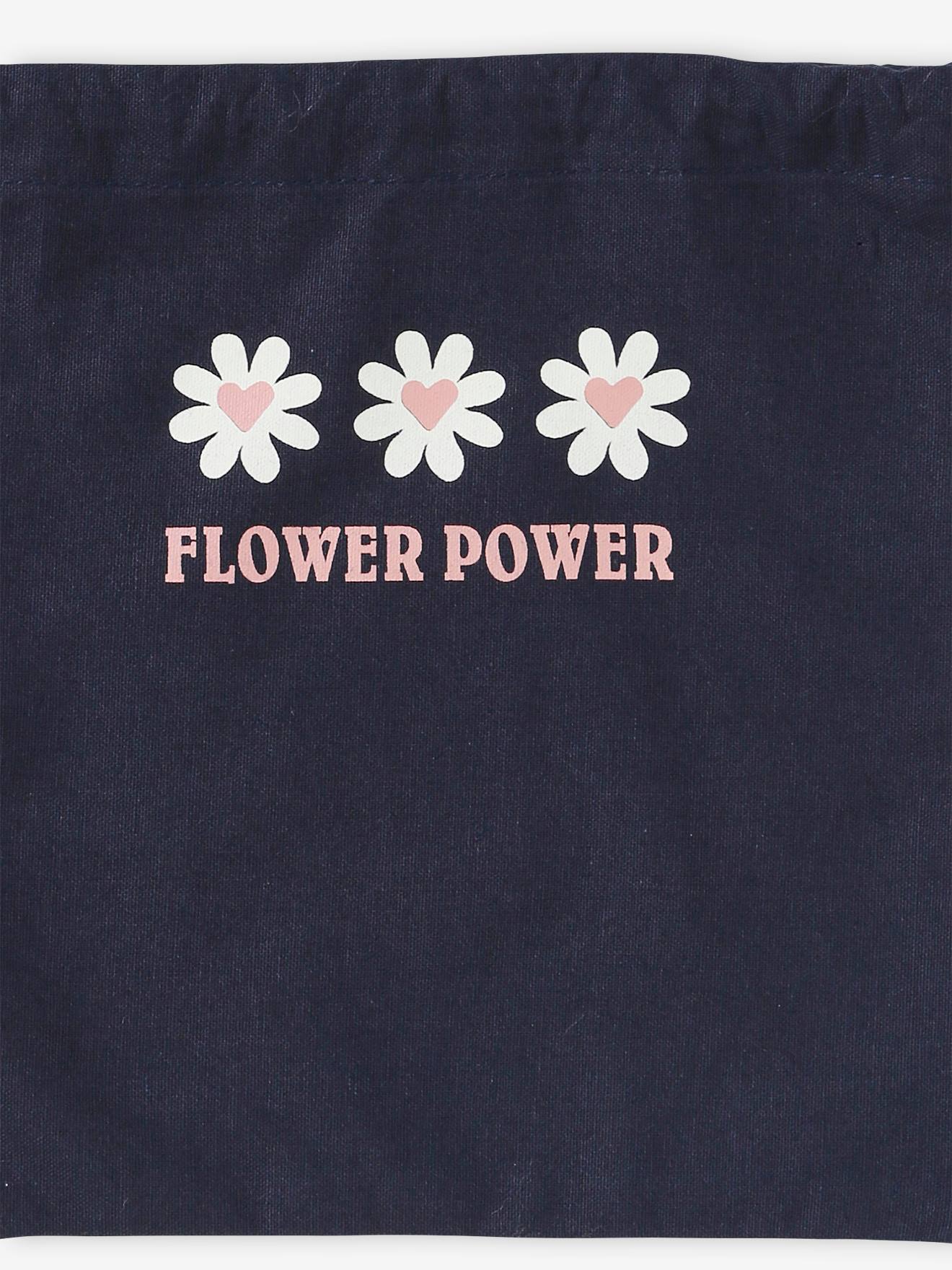 Vertbaudet Mädchen Stoffbeutel FLOWER POWER - nachtblau