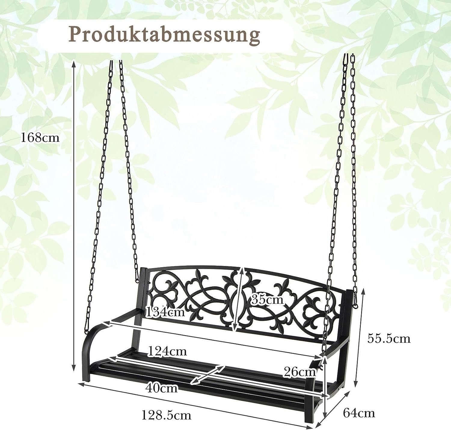 KOMFOTTEU Hollywoodschaukel Schaukelbank, bis 220 kg, 2-Personen
