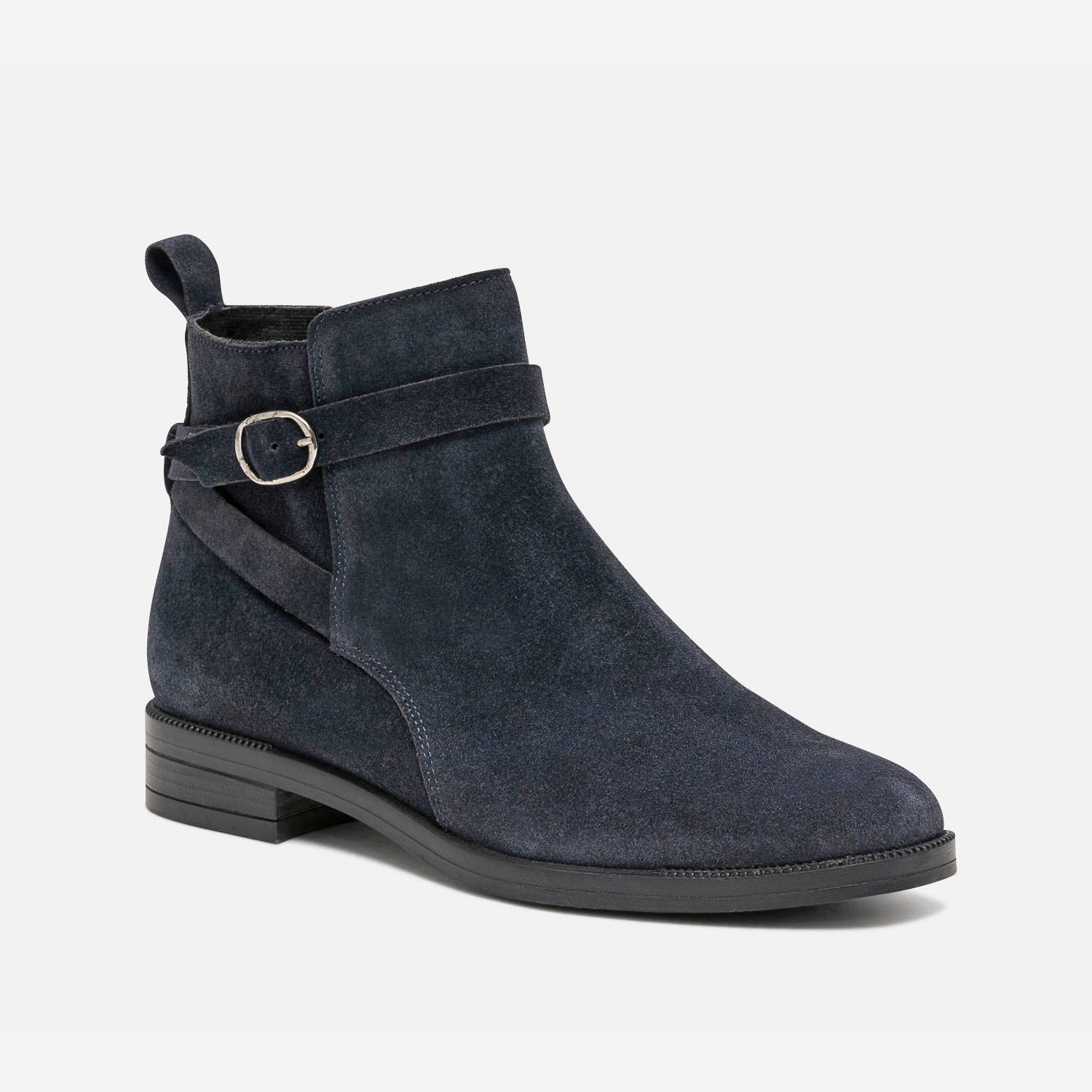 Boots marine en cuir velours