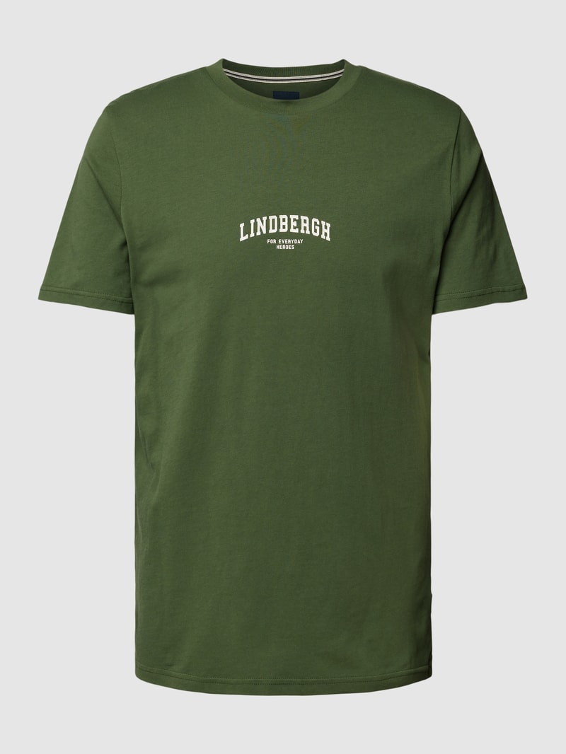 T-Shirt mit Label-Print und Rundhalsausschnitt in apfelgrün