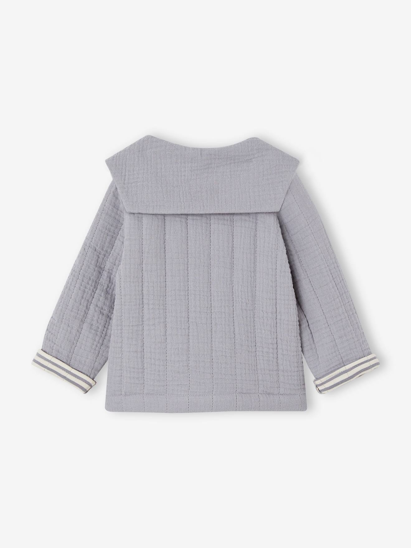 Vertbaudet Baby Jacke, personalisierbar, Wattierung Recycling-Polyester - hellgrau