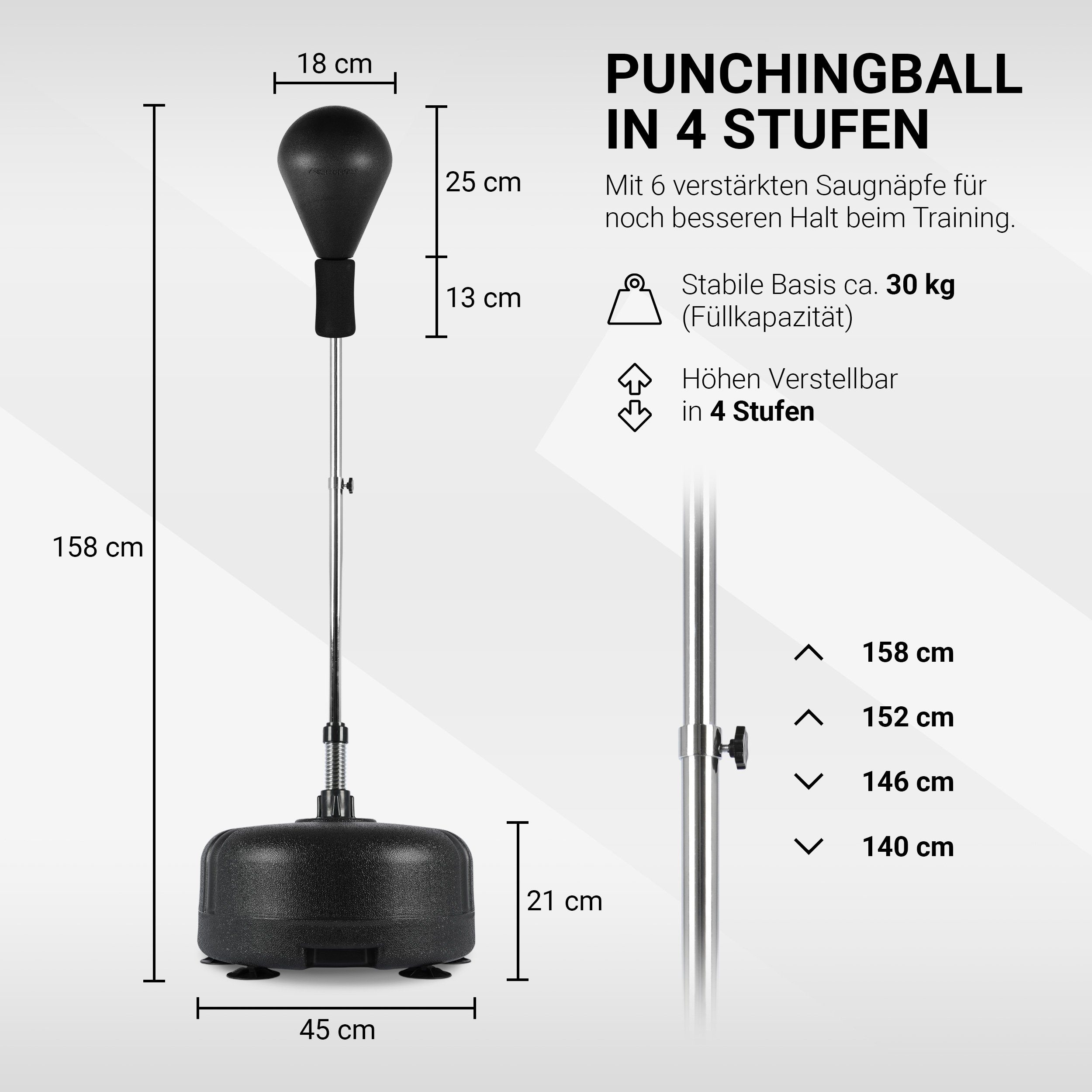 MSports® Punchingball Punchingball I Höhenverstellbarer Standbox-Trainer inkl. Boxbirne