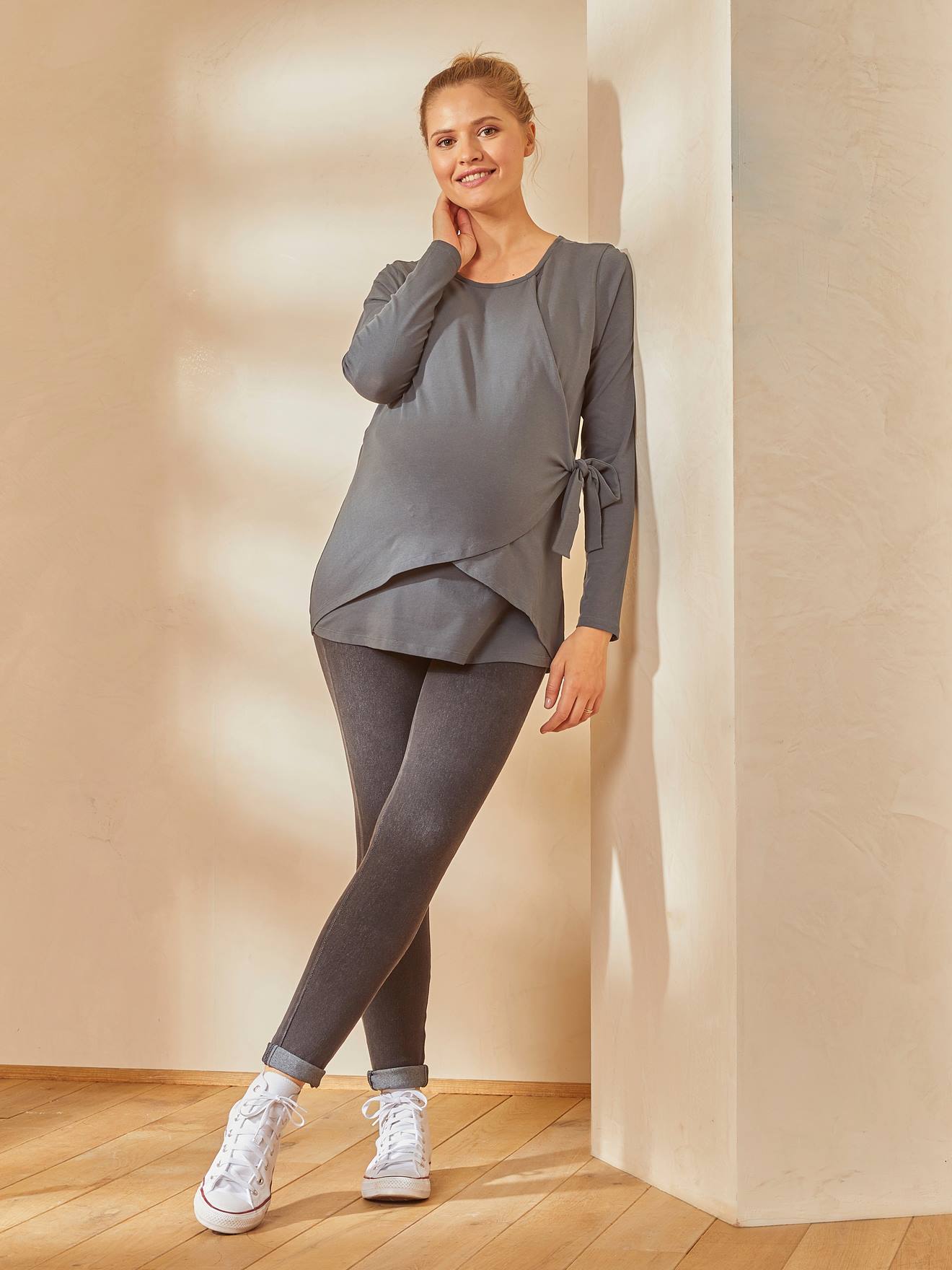 Tee-shirt pans croisés grossesse et allaitement vert