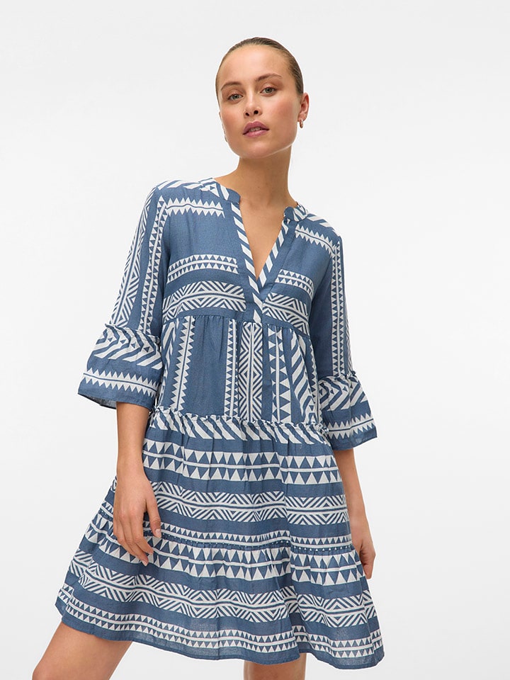 Vero Moda Kleid in Blau/ Weiß günstig kaufen