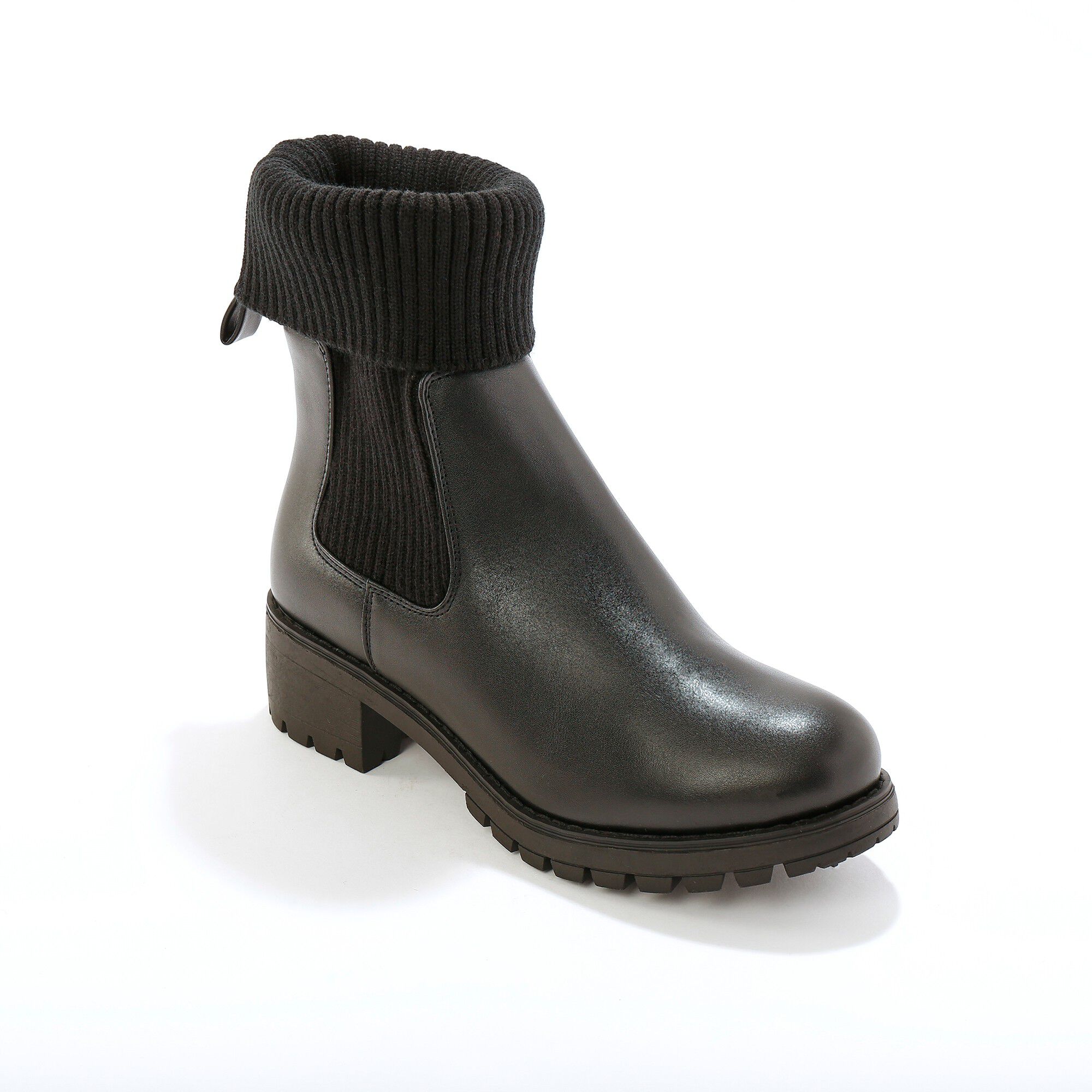 Boots plateforme à tige chaussette semelle crantée