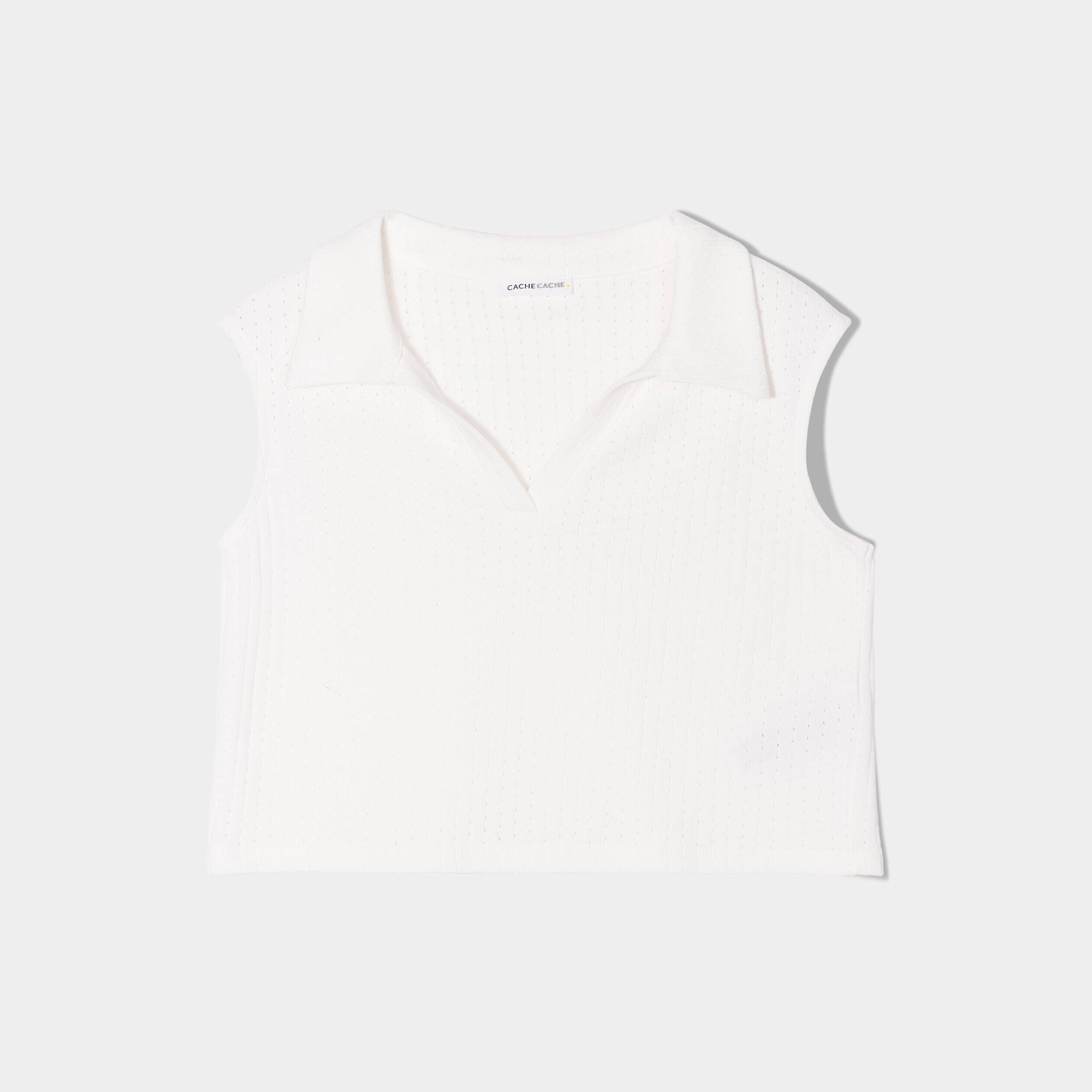 Polo sans manches ecru femme | Cache Cache