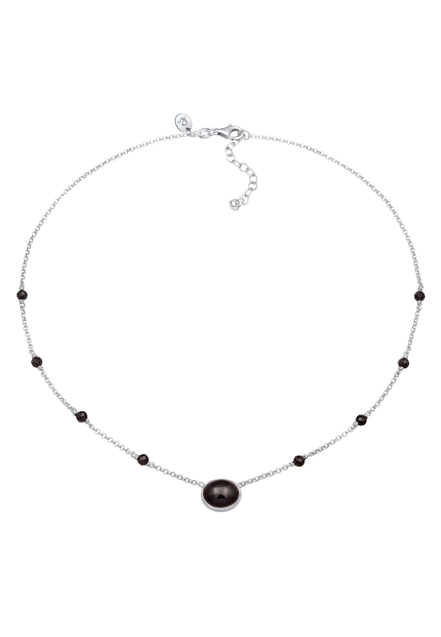 Naszyjnik typu choker Elli PREMIUM dla kobiet z owalnymi koralikami i onyksem ze srebra próby 925