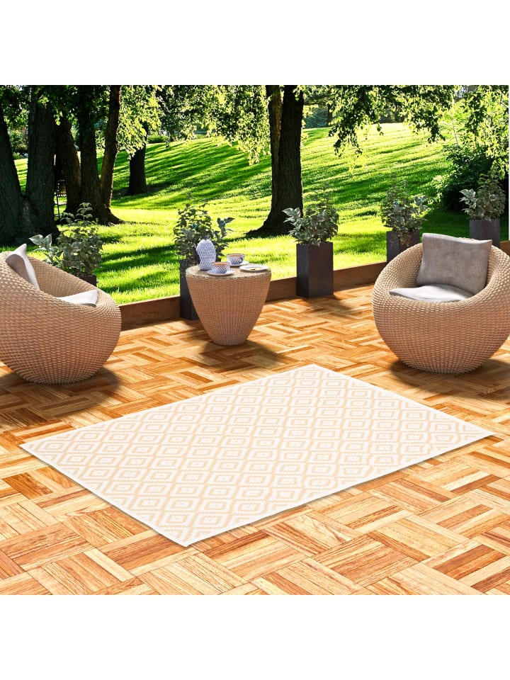 Pergamon In & Outdoor Teppich Valencia Fliesenoptik in Beige günstig kaufen