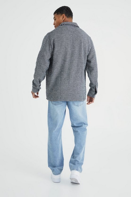 Strukturiertes gemustertes Overshirt in Wolloptik